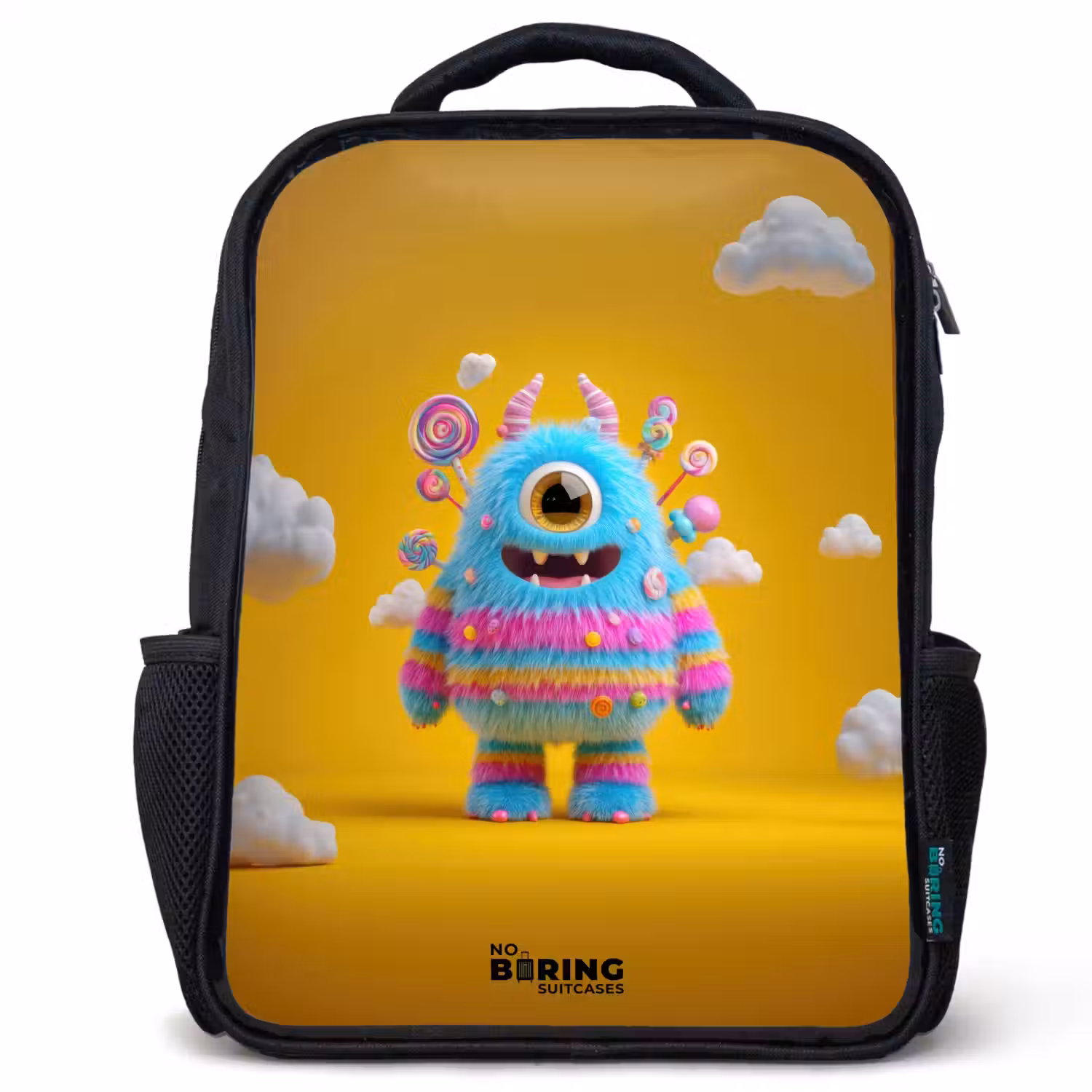 Snoep - Monster - Regenboog Rugzak - Zwart middel -3d