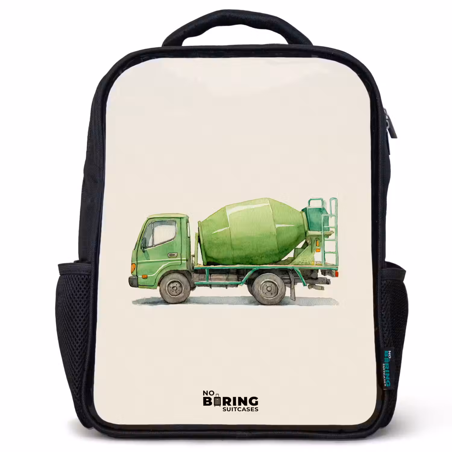 Betonmixer - Getekend - Groen Rugzak - Zwart middel -3d