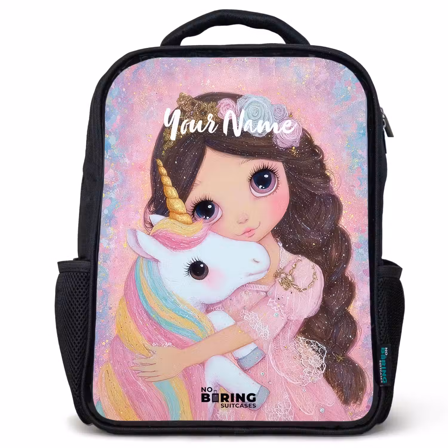 Meisje - Eenhoorn - Glitter Rugzak - Zwart middel -3d