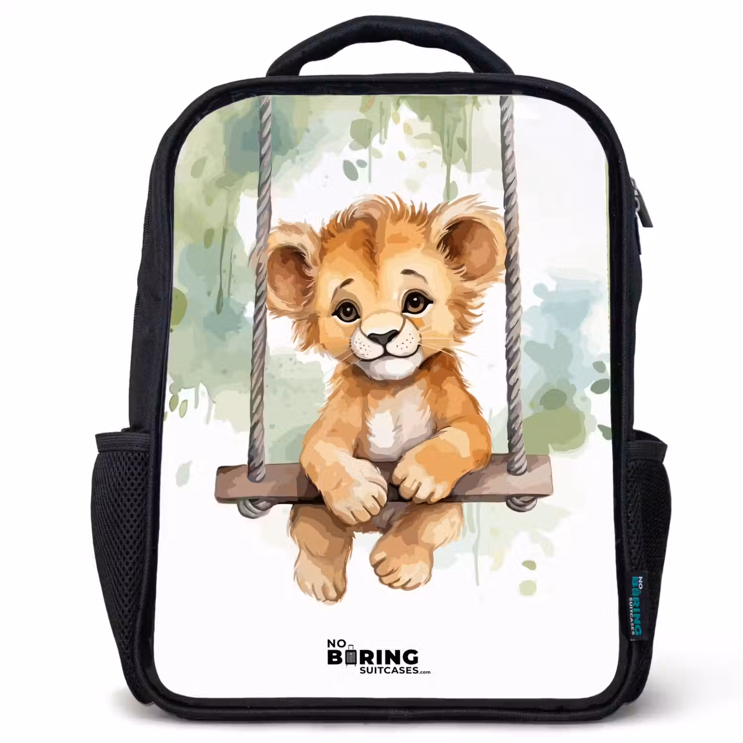 Leeuwenwelpje met schommel illustratie Rugzak - Zwart middel -3d