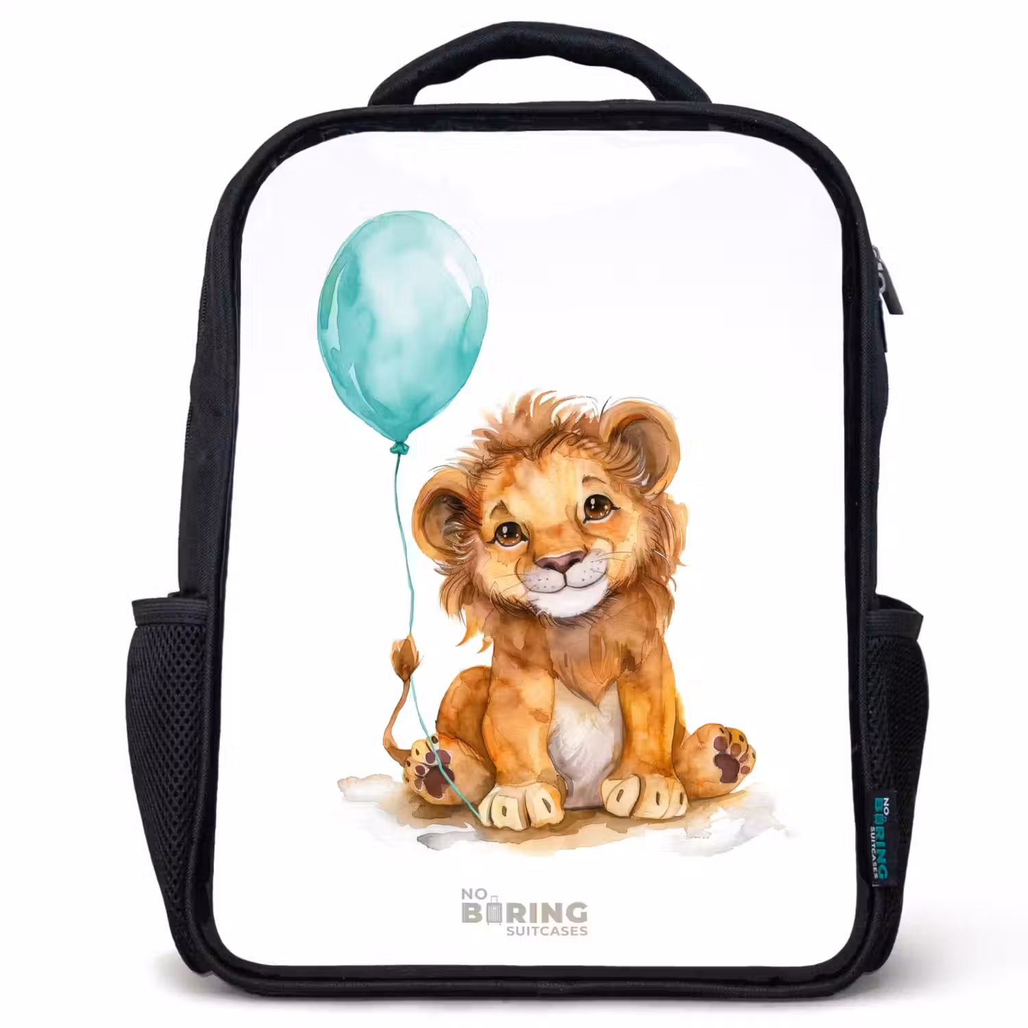 Leeuw met blauwe ballon Rugzak - Zwart middel -3d