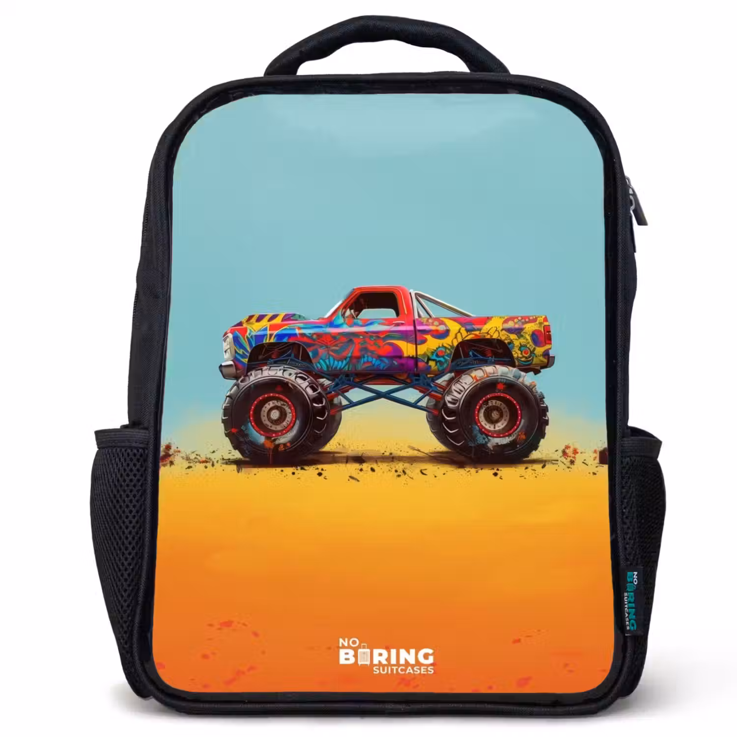 Monstertruck met Graffiti Print in het Zand Rugzak - Zwart middel -3d