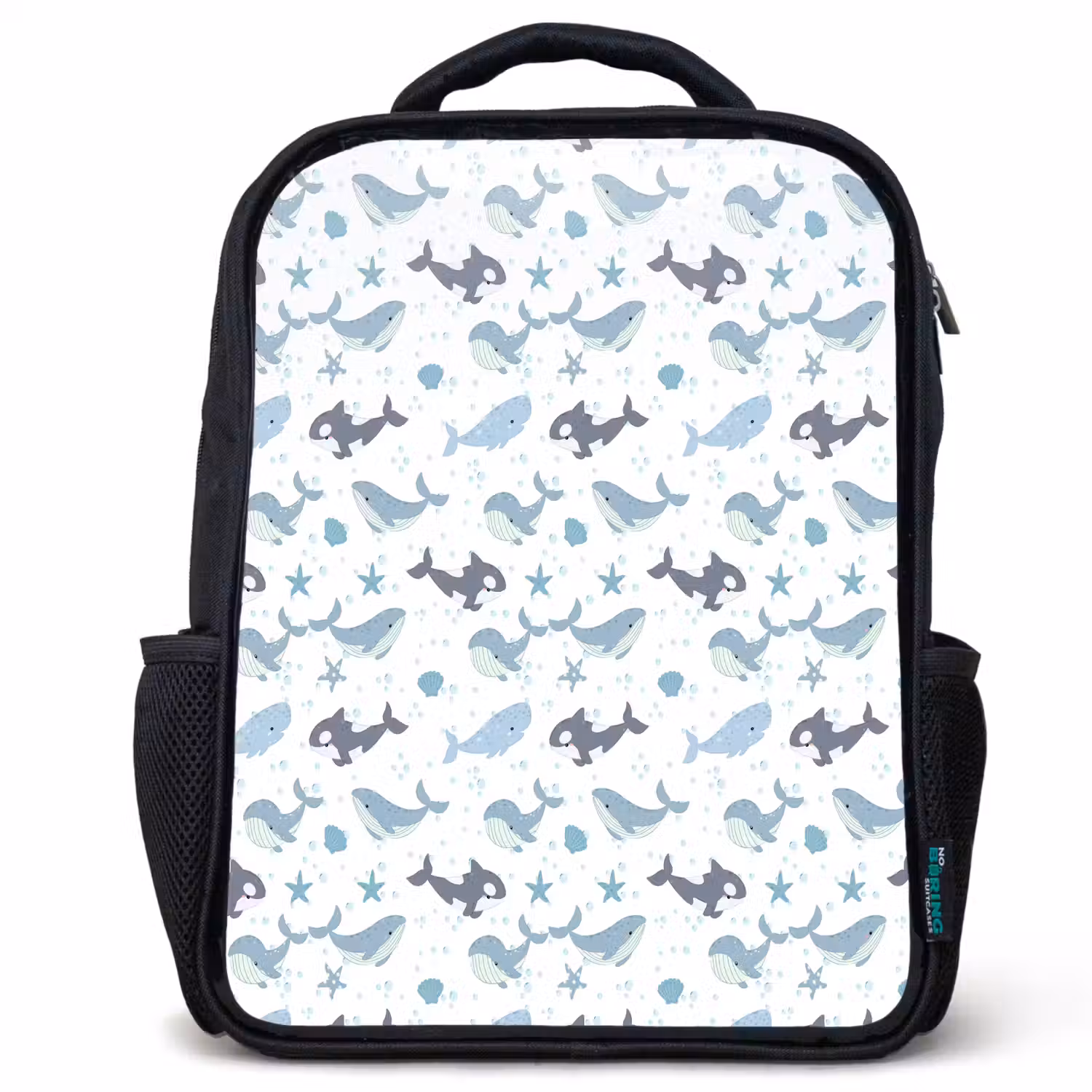 Oceaan - Walvis - Orka - Blauw Rugzak - Zwart middel 861 -3d