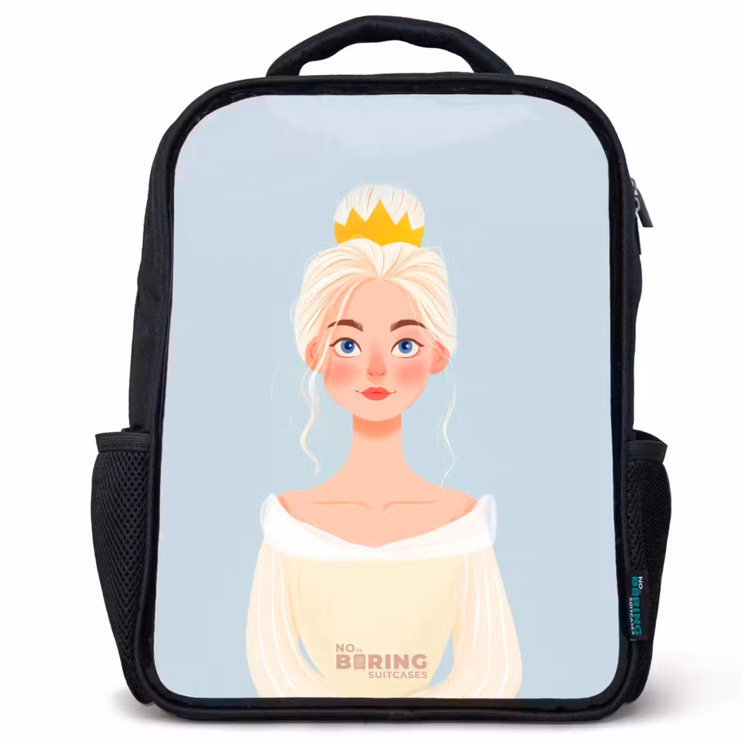 Prinses met een gouden kroon - Blauw Rugzak - Zwart middel -3d