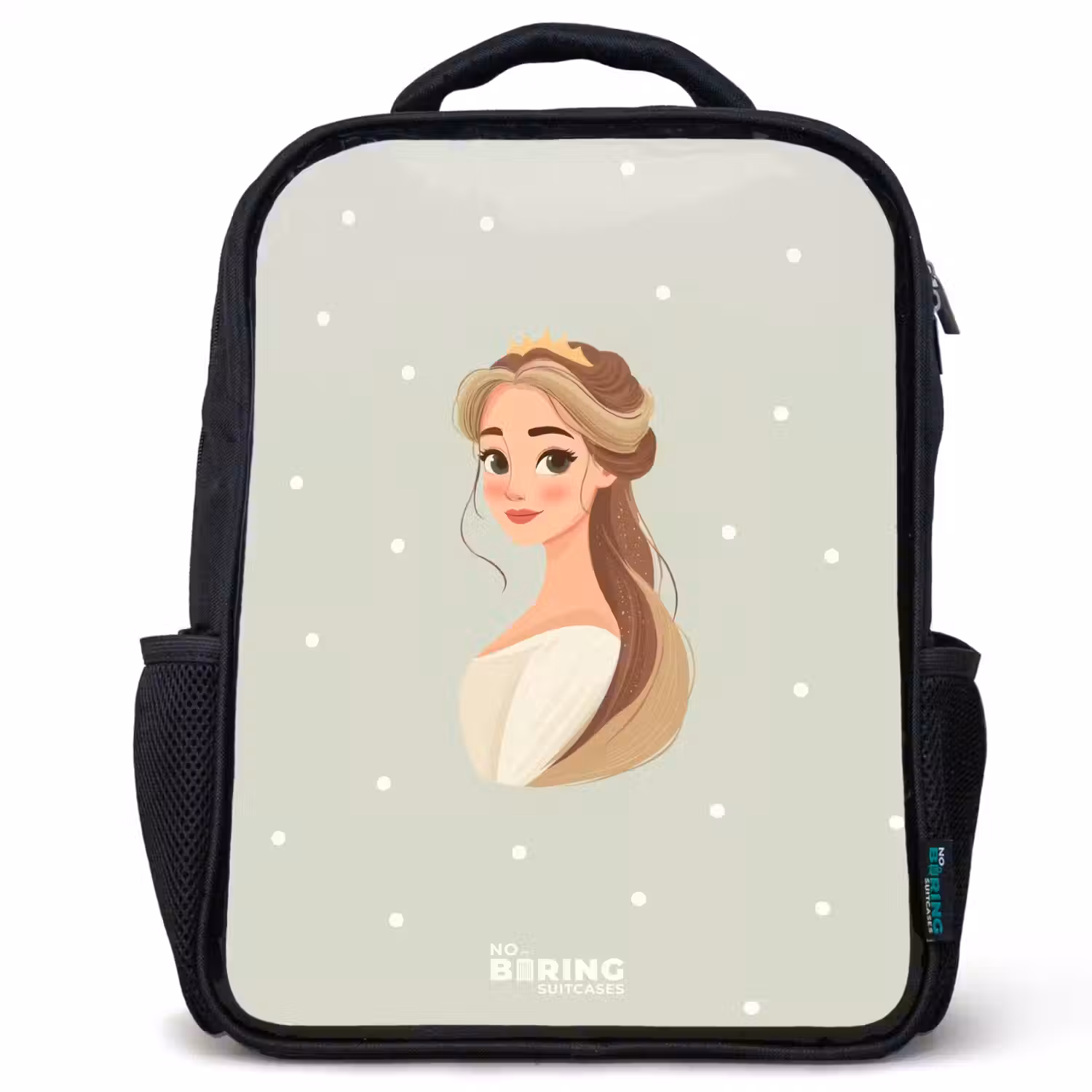 Prinses met tiara op groene stippenachtergrond Rugzak - Zwart middel -3d