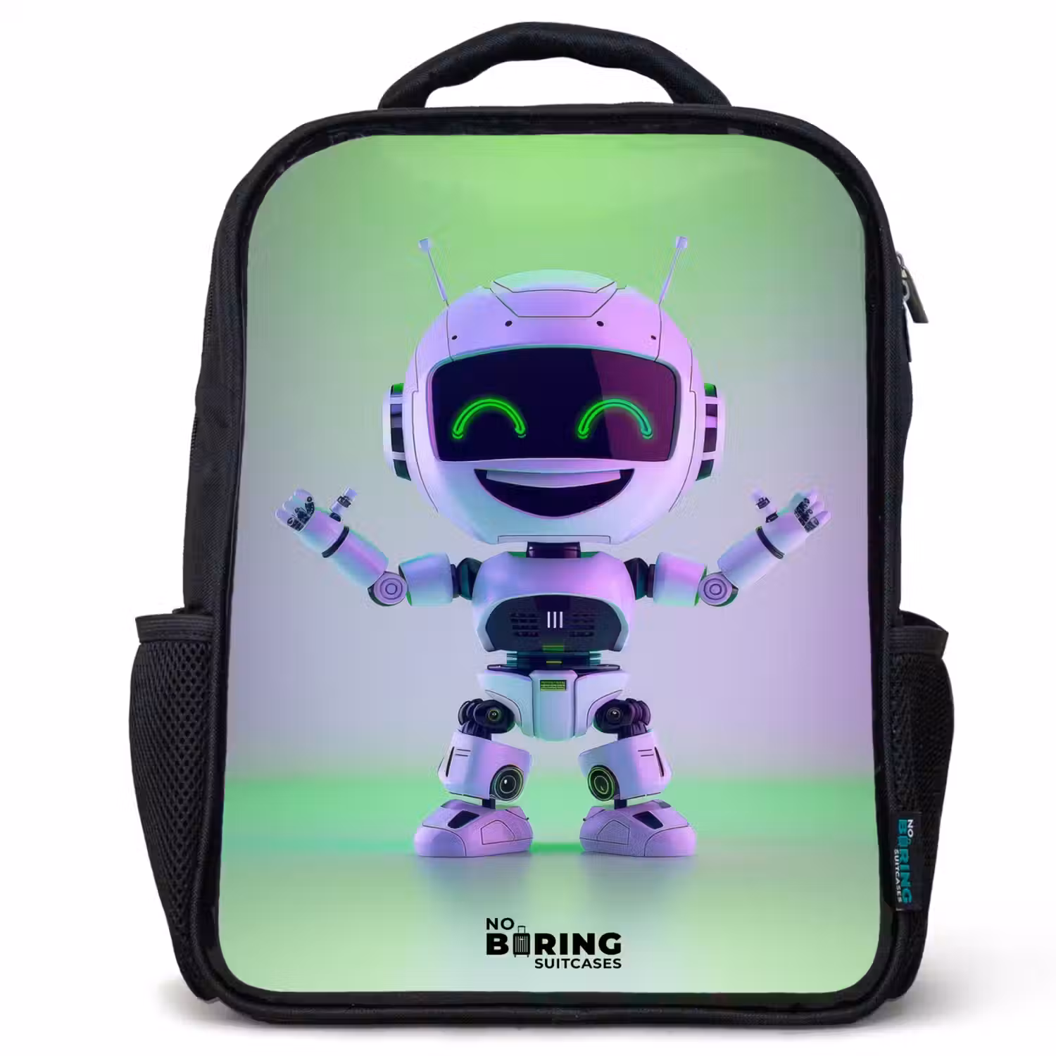 Robot met paars en groen licht Rugzak - Zwart middel -3d