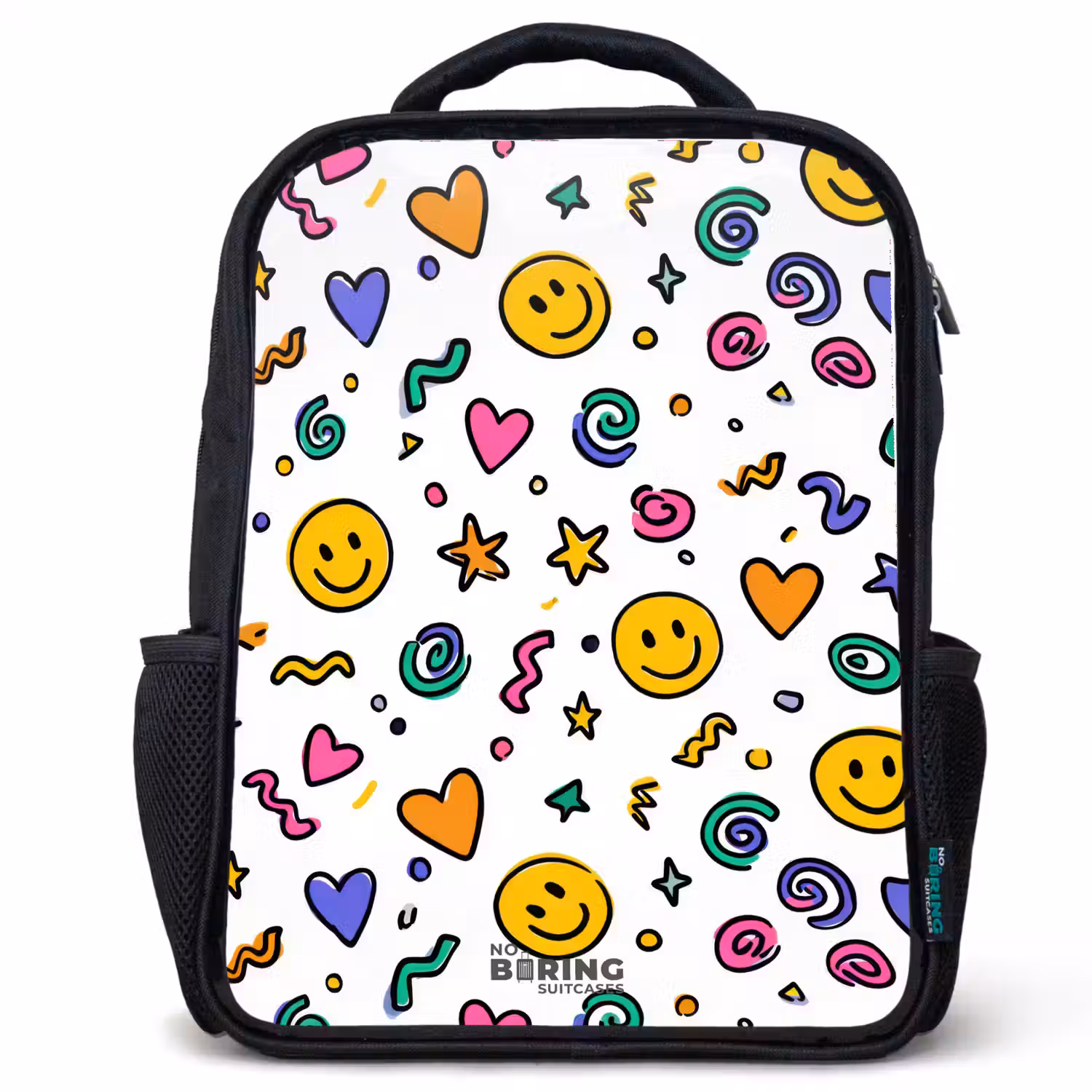 Smiley - Hartje - Ster Rugzak - Zwart middel -3d