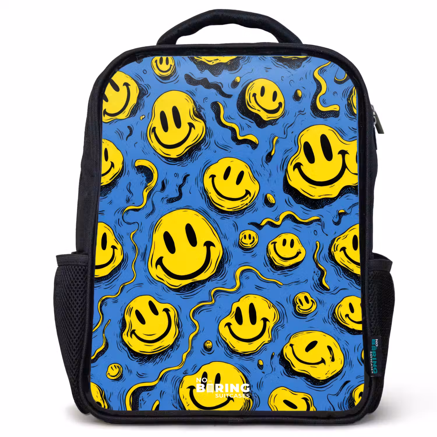 Smiley - Geel - Blauw Rugzak - Zwart middel -3d