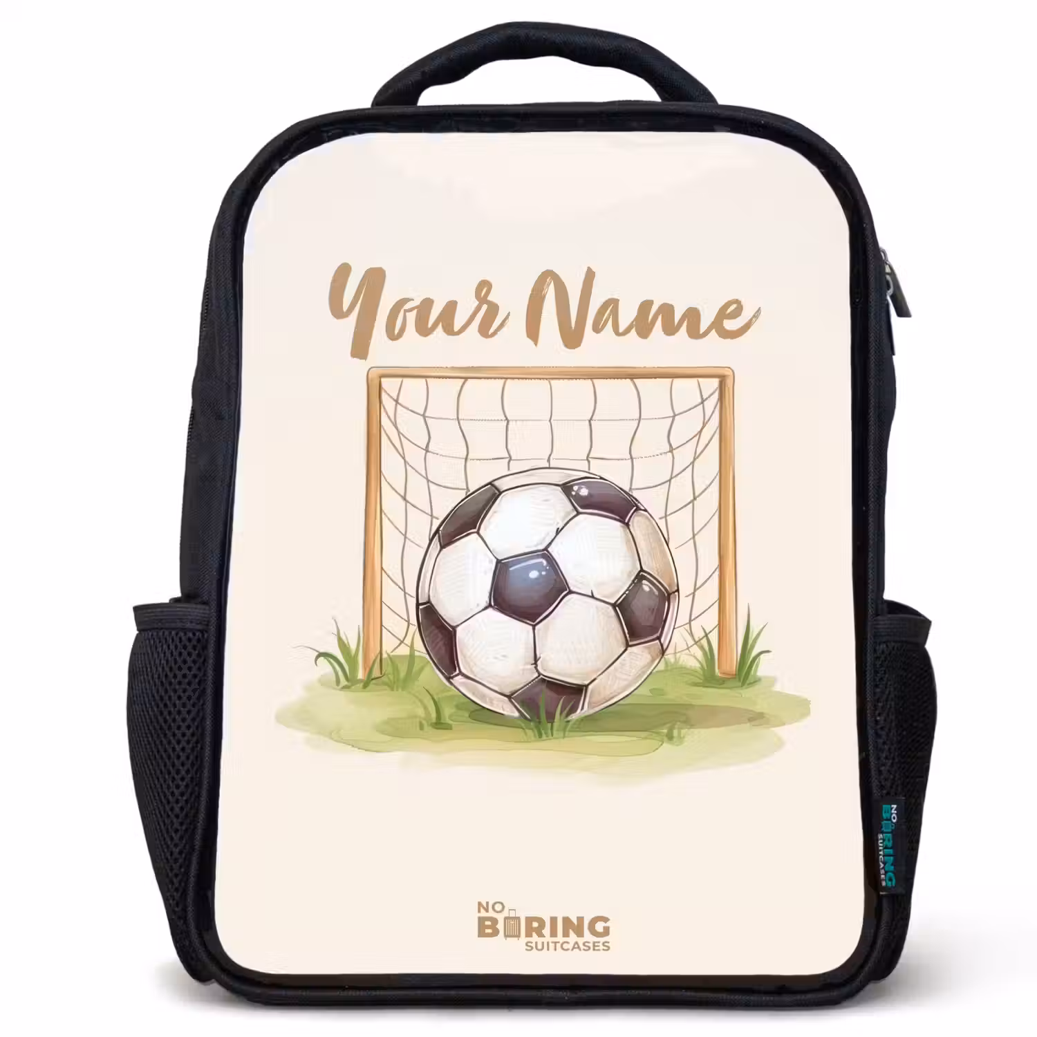 Voetbal in een goal Rugzak - Zwart middel -3d