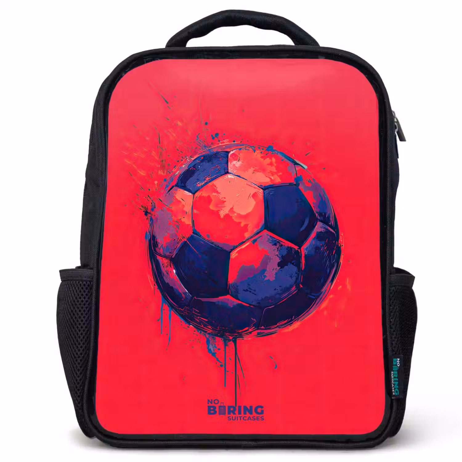 Voetbal - Verf - Blauw - Rood Rugzak - Zwart middel -3d