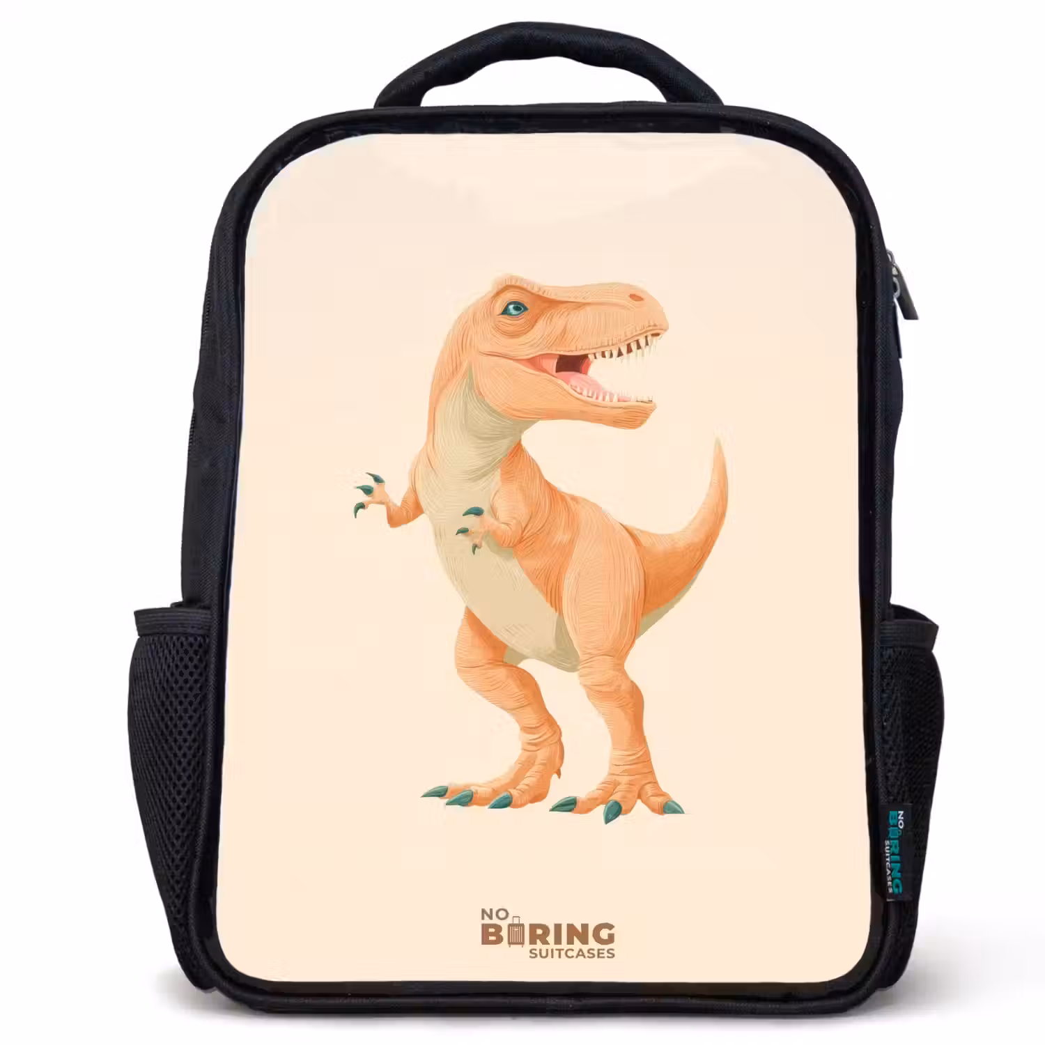 T-rex dino in oranje kleuren Rugzak - Zwart middel -3d