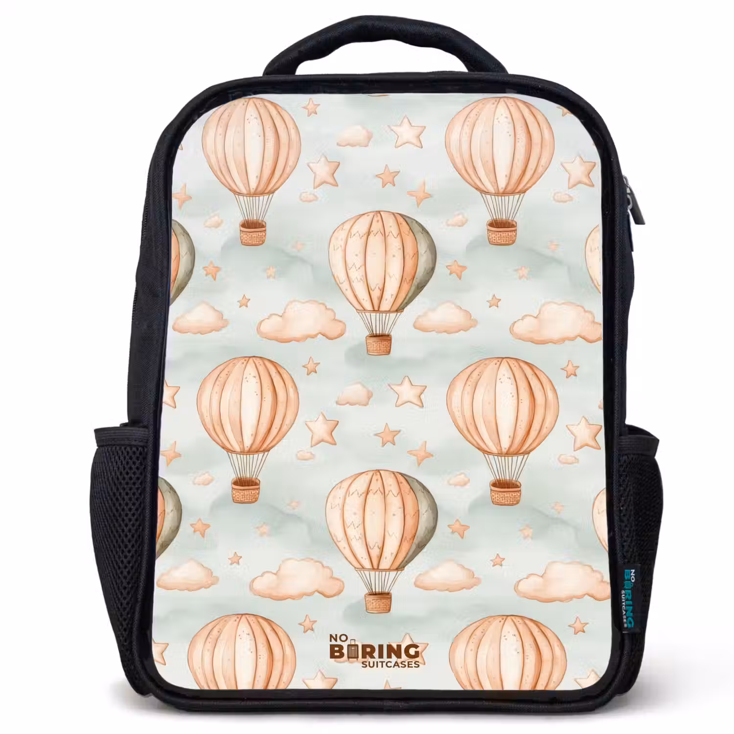 Vintage luchtballonnen in sepia met wolken en sterren Rugzak - Zwart middel -3d