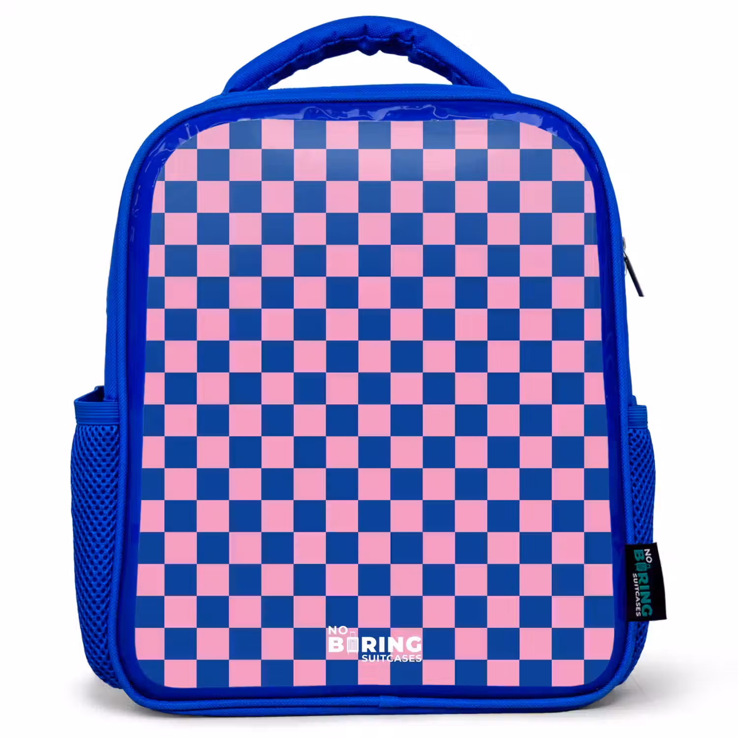 Blokjes - Blauw - Roze Kinderrugzak - Blauw middel -3d