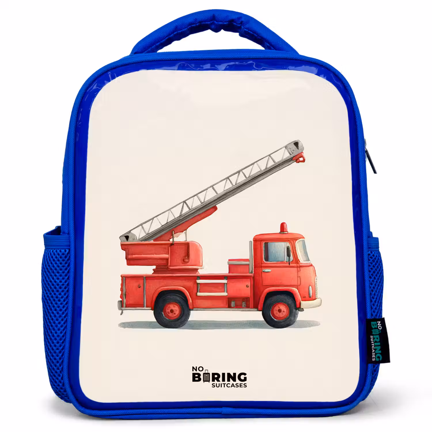 Brandweerwagen - Getekend - Rood Kinderrugzak - Blauw middel -3d