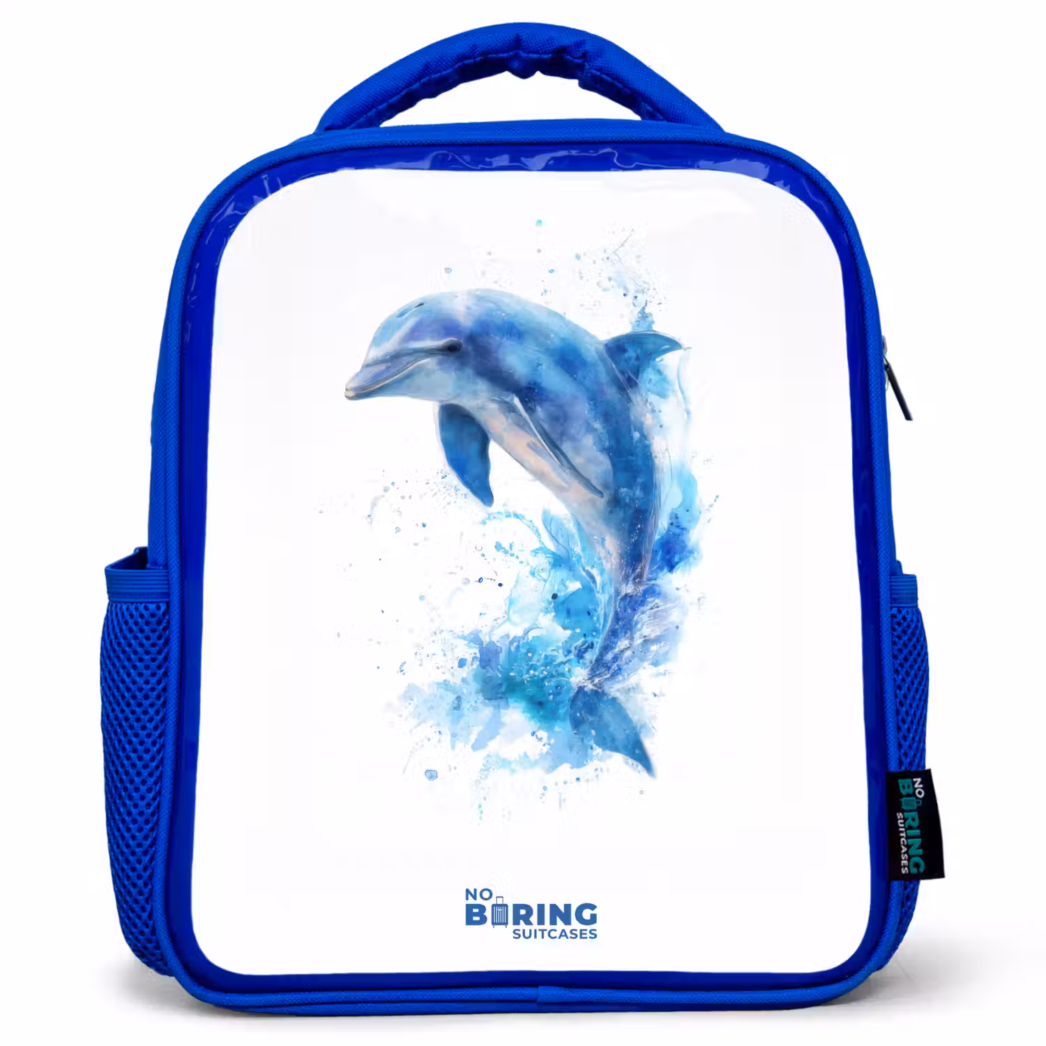 Springende blauwe dolfijn Kinderrugzak - Blauw middel -3d