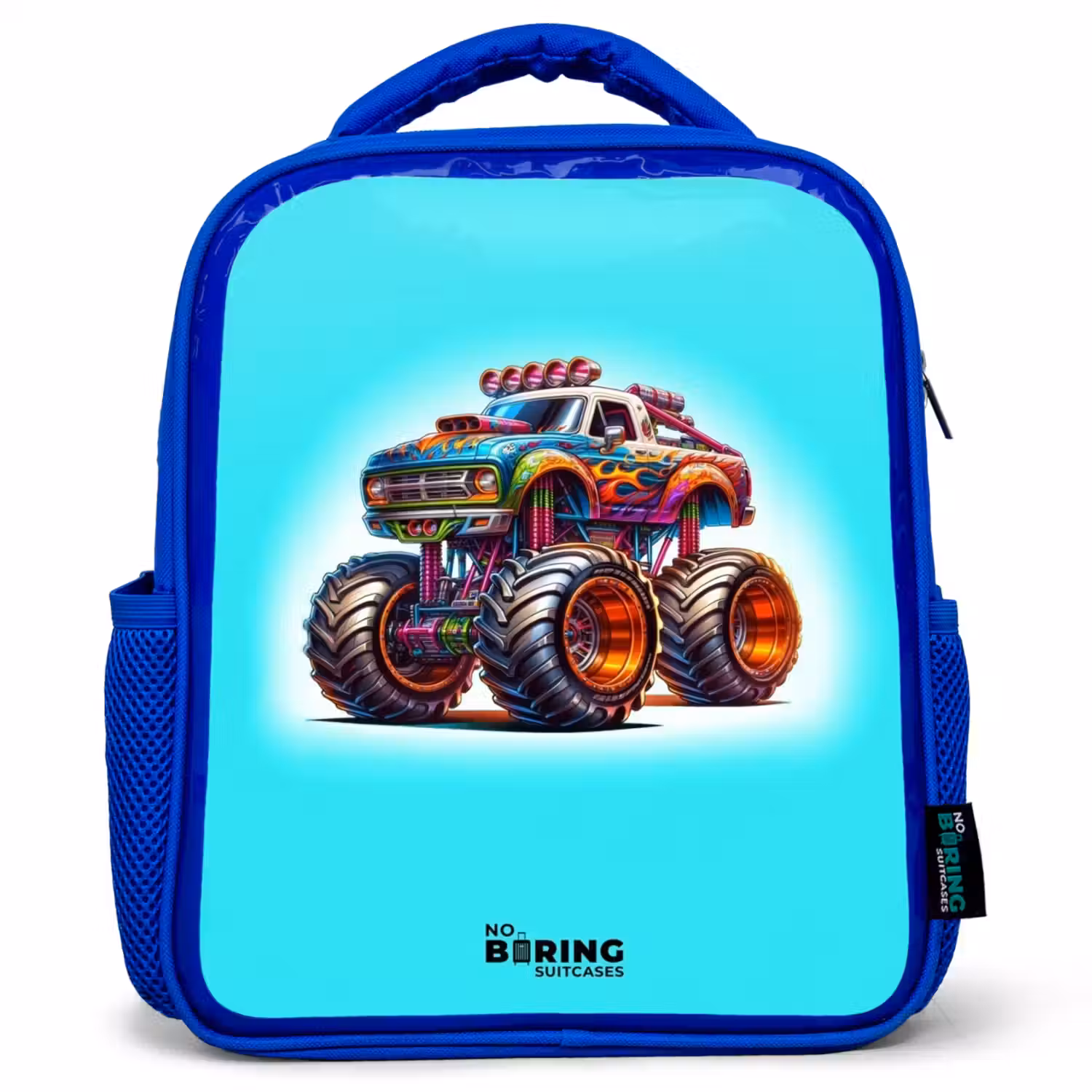 Monstertruck op Lichtblauwe Achtergrond Kinderrugzak - Blauw middel -3d