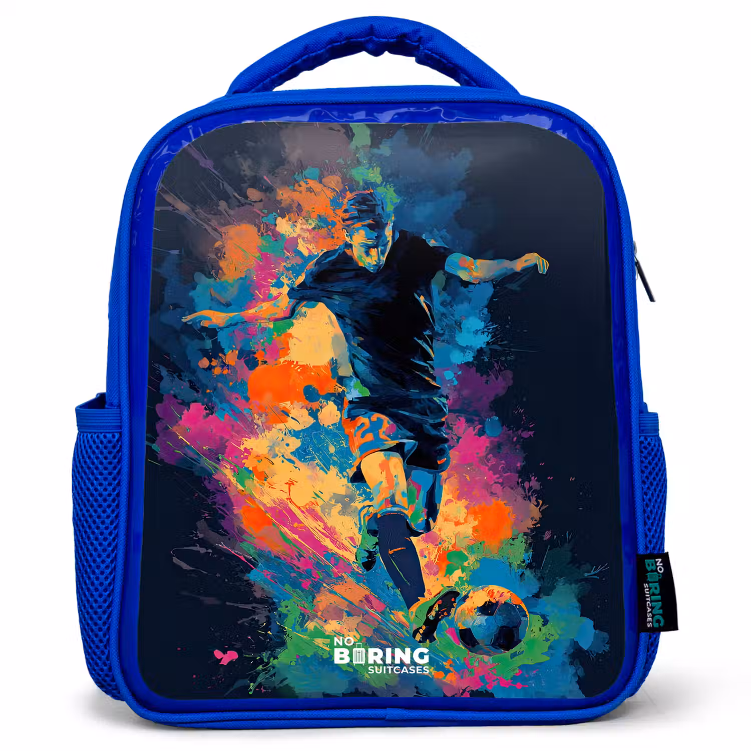 Neon - Voetballer - Kleurrijk Kinderrugzak - Blauw middel -3d