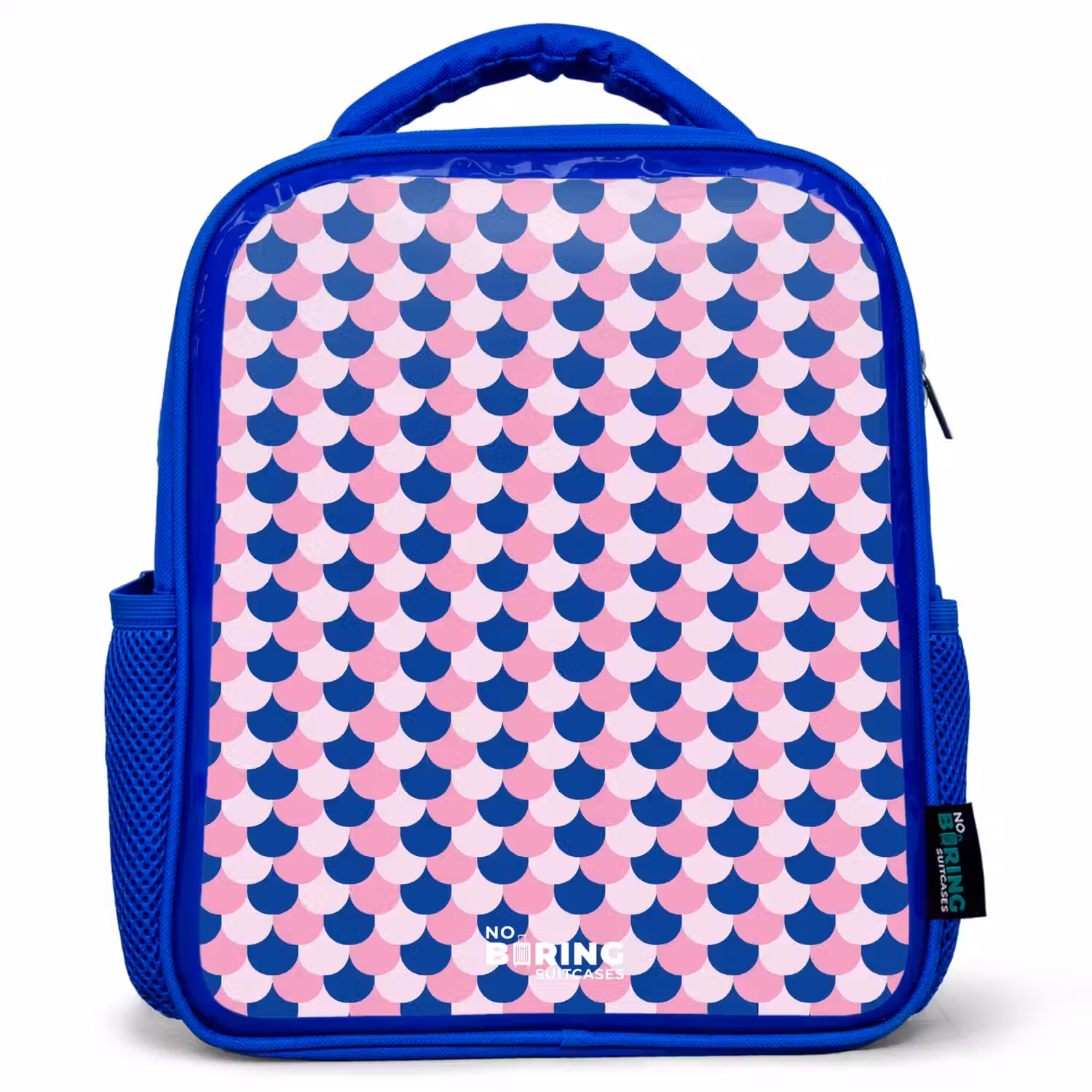 Schubben - Patroon - Blauw - Roze Kinderrugzak - Blauw middel -3d