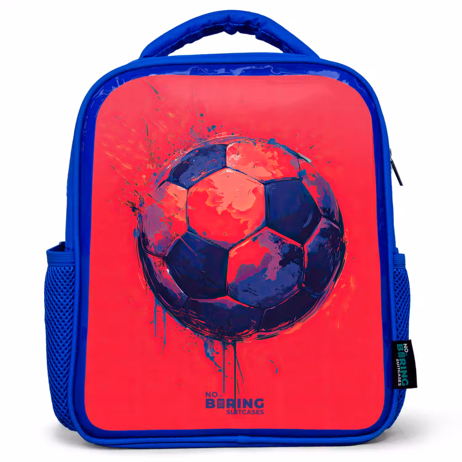 Voetbal - Verf - Blauw - Rood Kinderrugzak - Blauw middel -3d