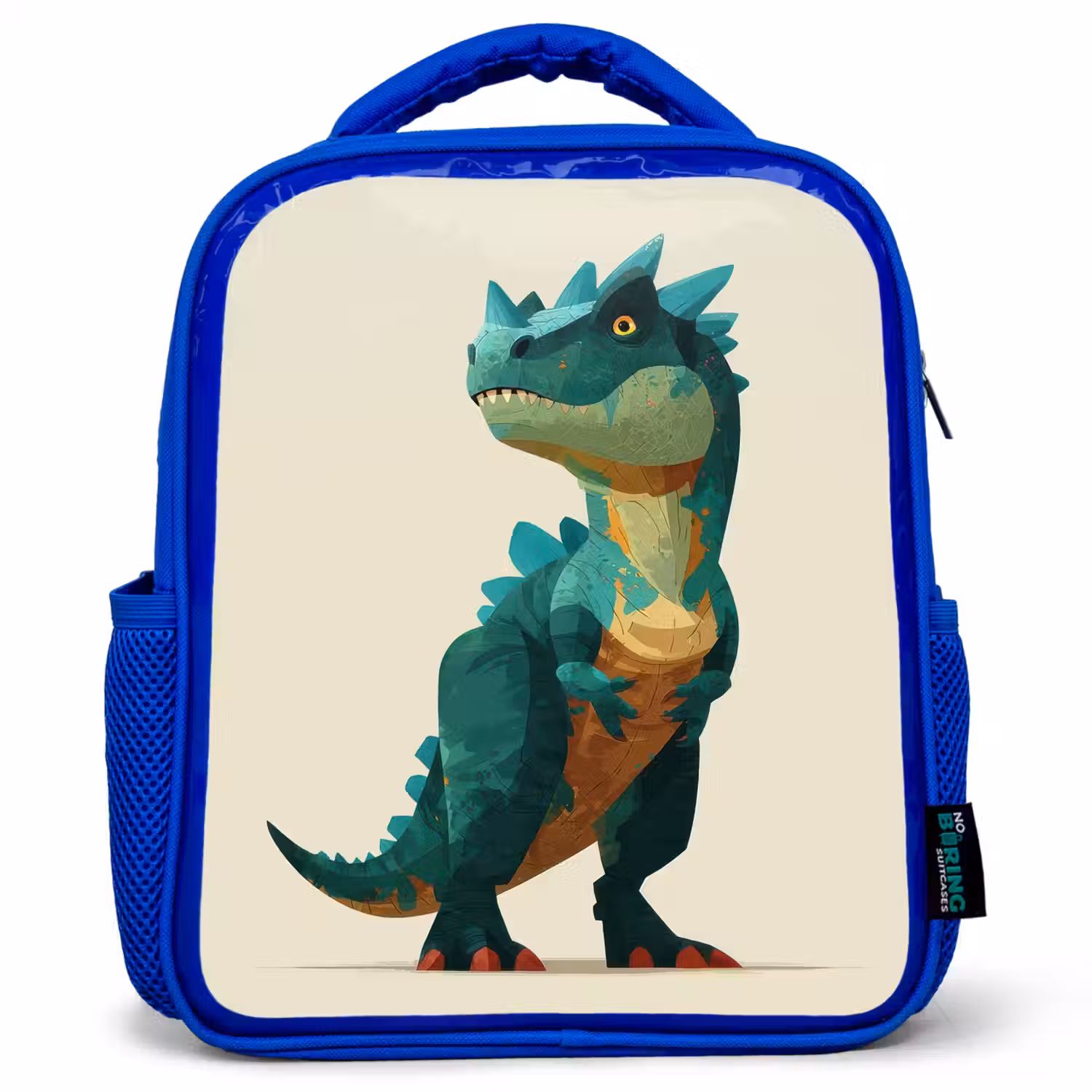 Stekels - Dino - Blauw - Gespierd Kinderrugzak - Blauw middel -3d
