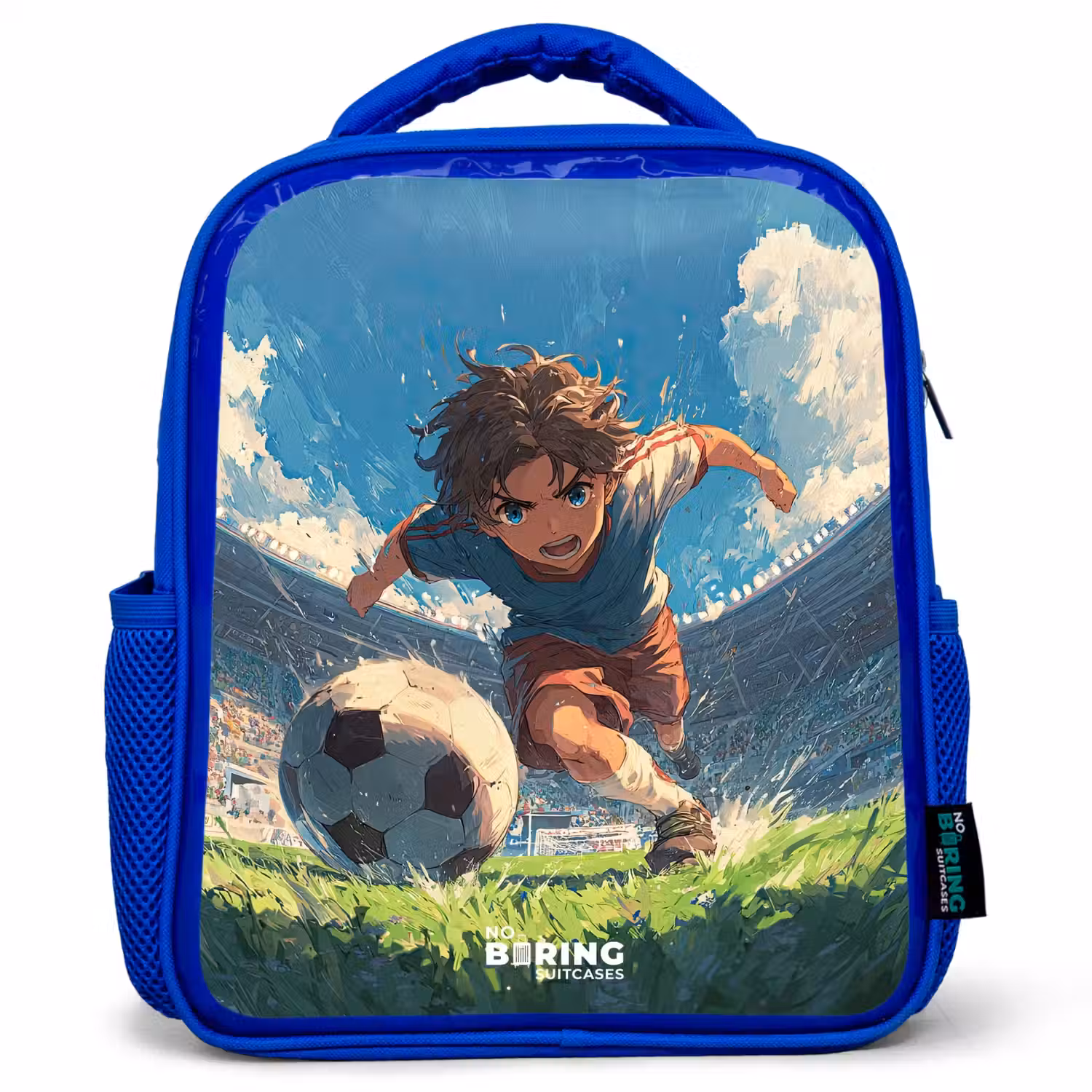 Stadion - Voetbal - Jongen Kinderrugzak - Blauw middel -3d