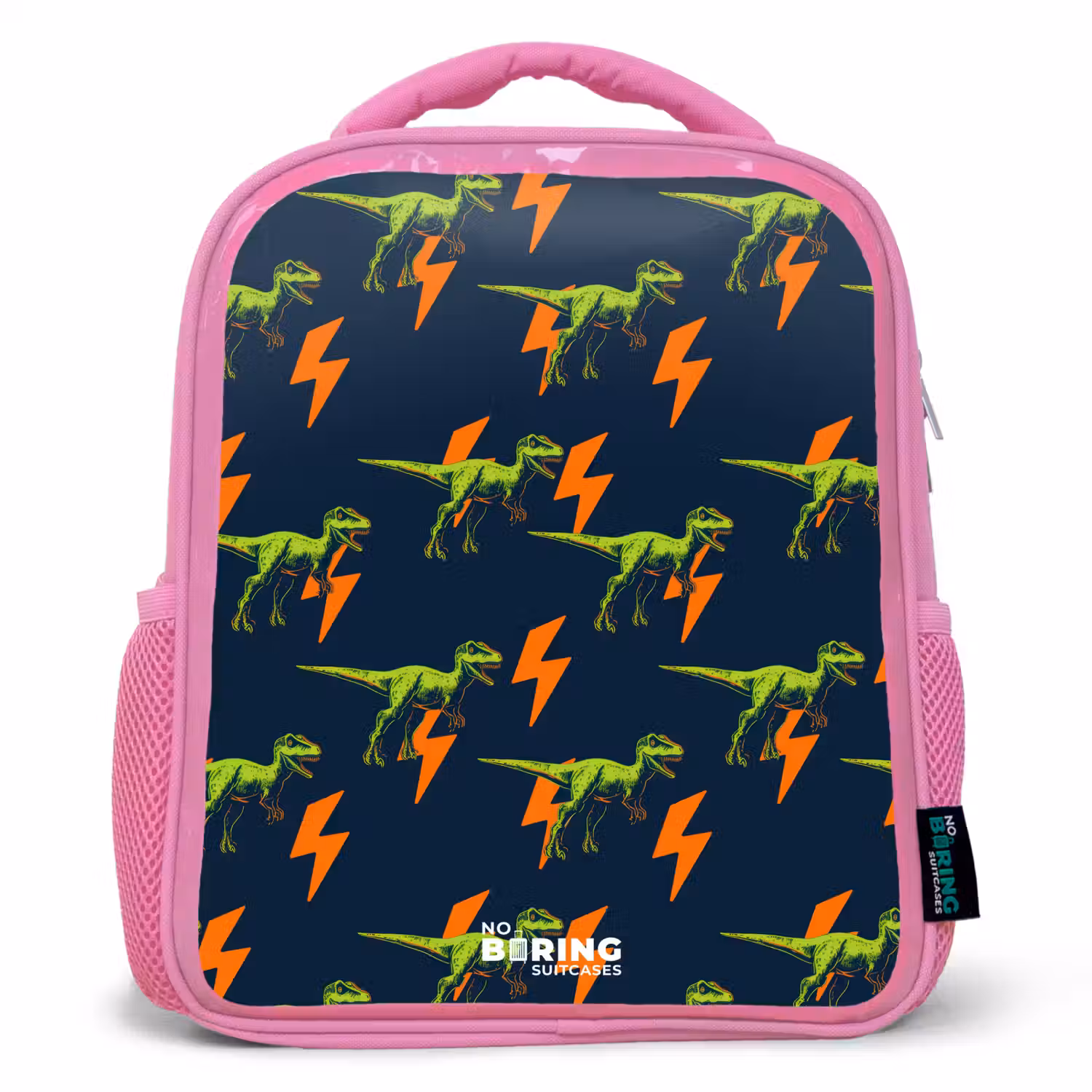 Dinos - Bliksem - Dieren - Blauw Kinderrugzak - Roze middel -3d