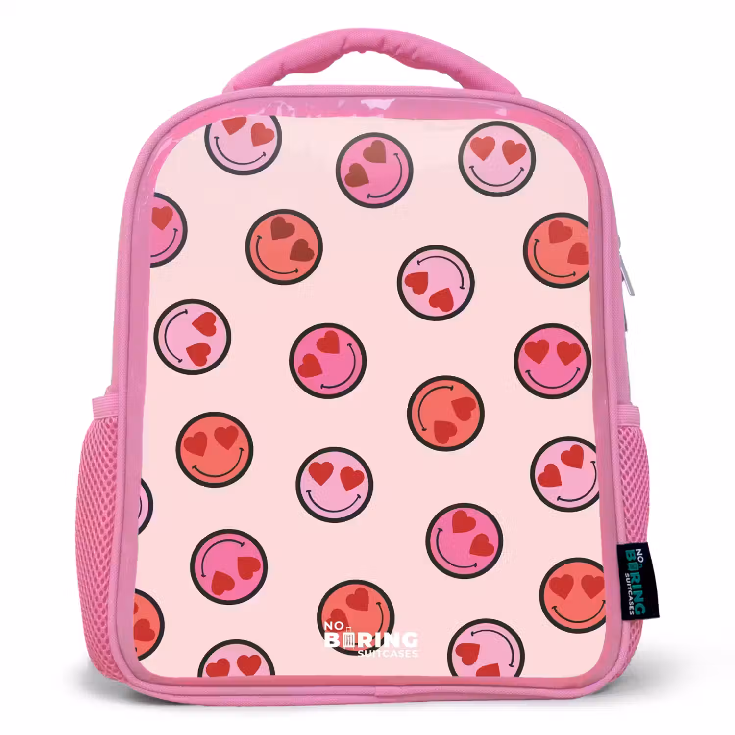 Hartje - Smiley - Patroon Kinderrugzak - Roze middel -3d