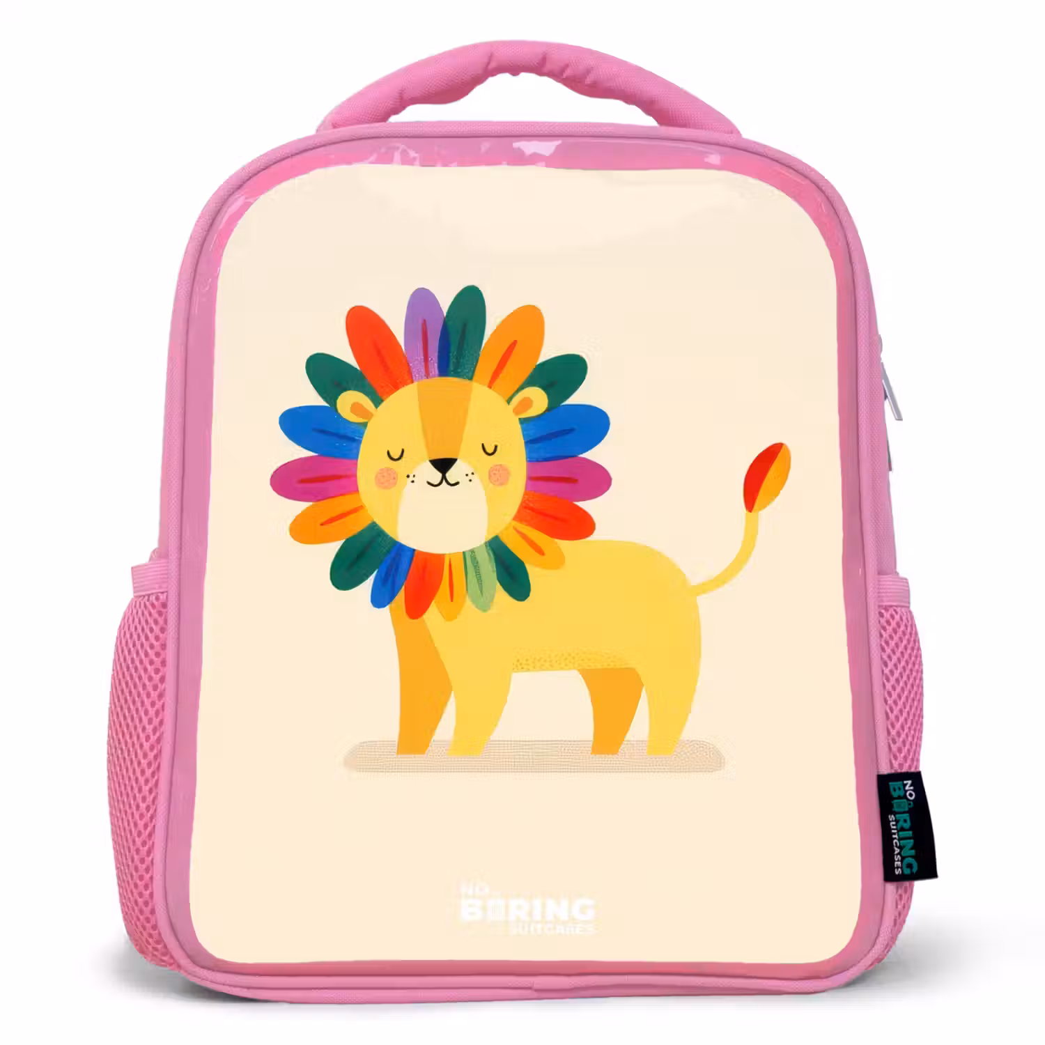 Leeuw - Manen - Kleurrijk Kinderrugzak - Roze middel -3d