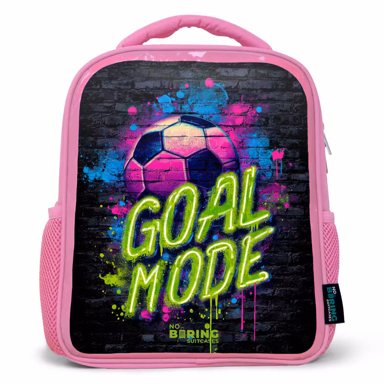 Neon - Graffiti - Voetbal - Kleurrijk Kinderrugzak - Roze middel -3d