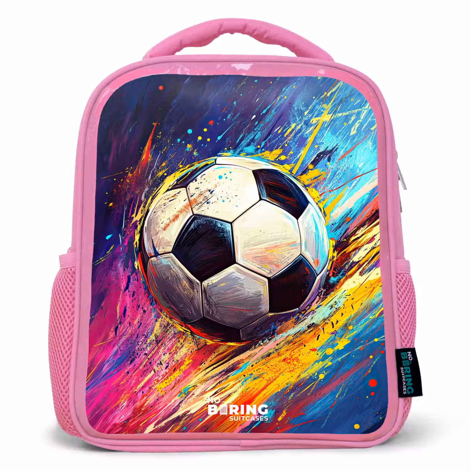 Neon - Voetbal - Kleurrijk Kinderrugzak - Roze middel -3d