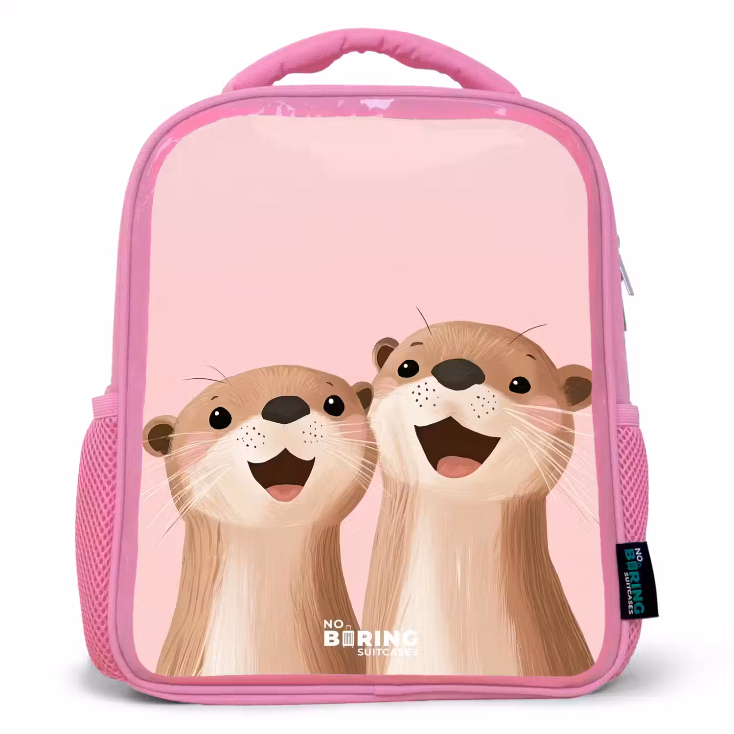 Otters - Lachen - Roze - Illustratie Kinderrugzak - Roze middel -3d