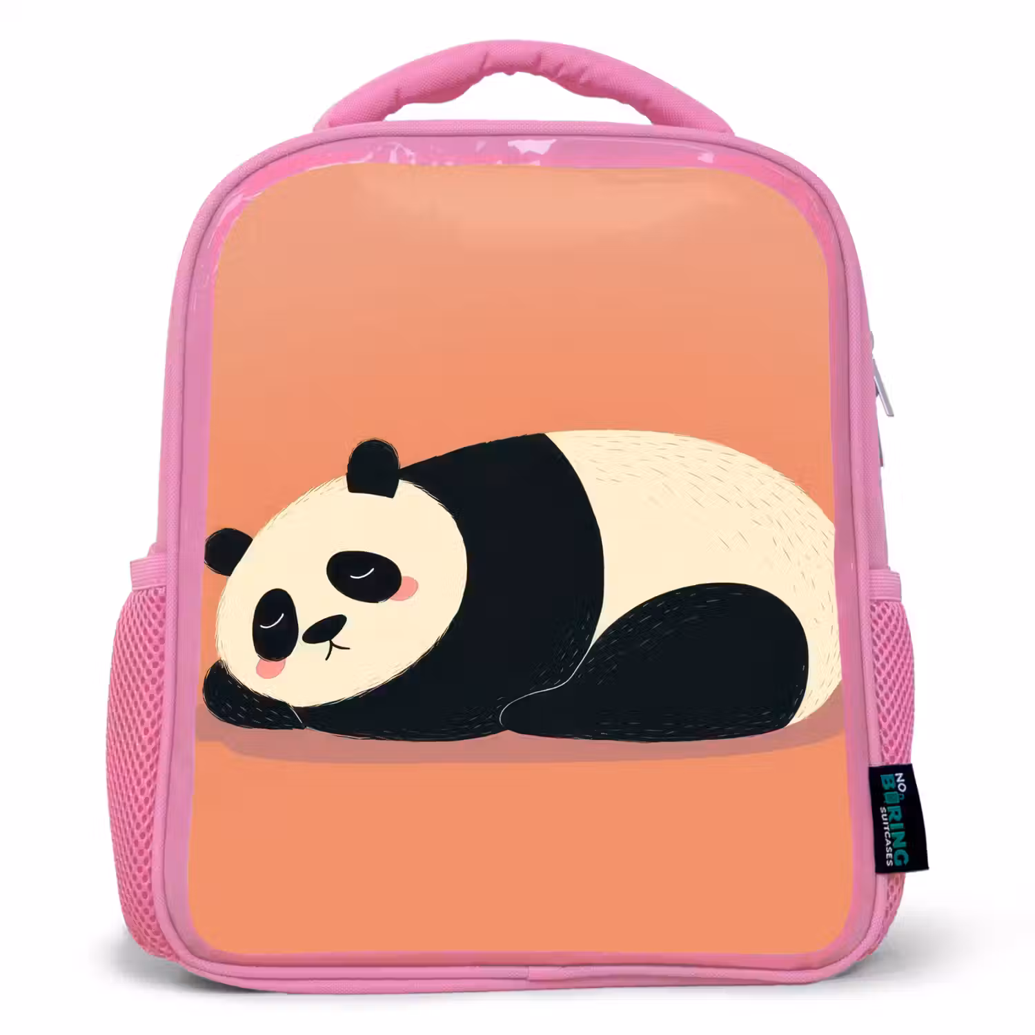 Panda - Slaap - Oranje Kinderrugzak - Roze middel -3d