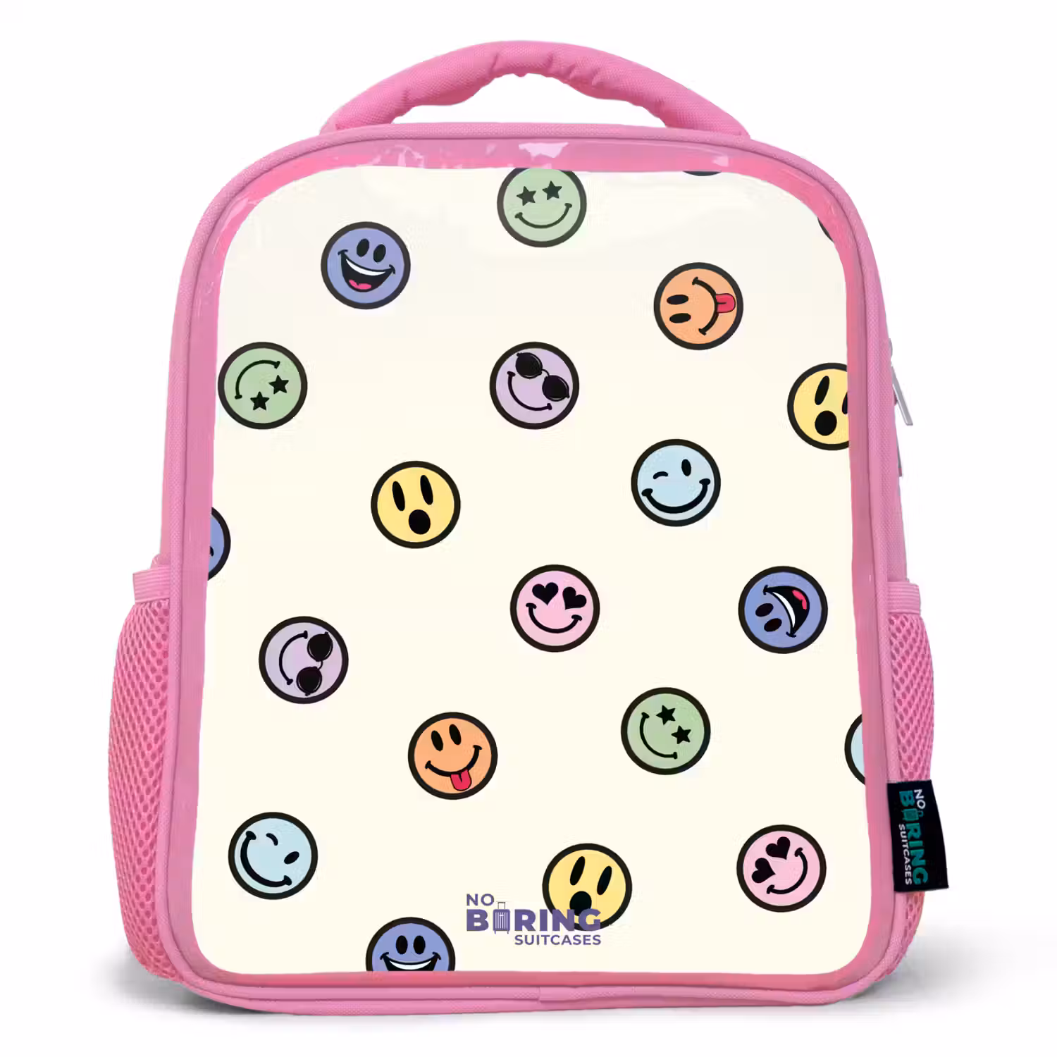 Speelse smiley-mix Kinderrugzak - Roze middel -3d