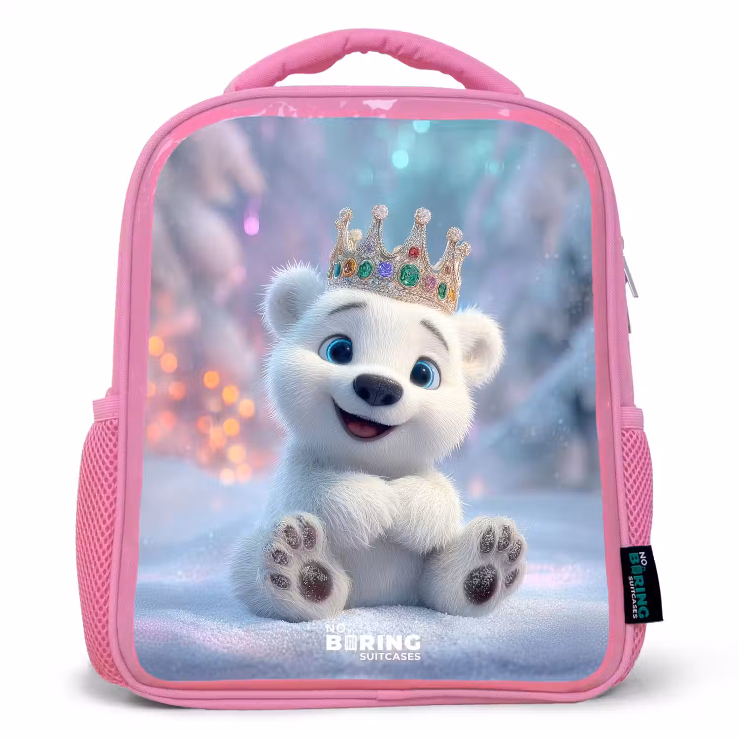 IJsbeer - Kroon - Winter Kinderrugzak - Roze middel -3d