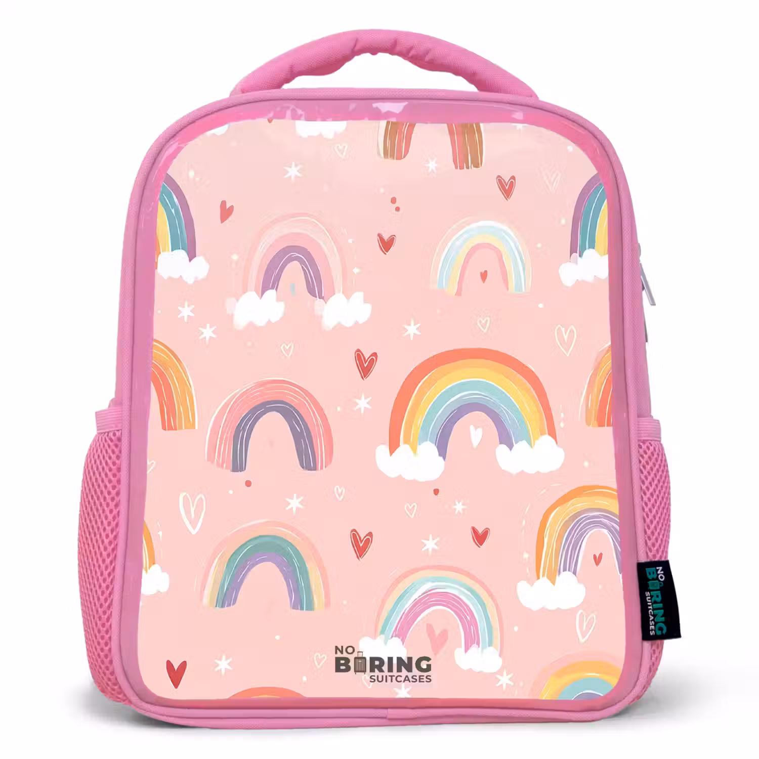 Regenbogen op een roze achtergrond Kinderrugzak - Roze middel -3d