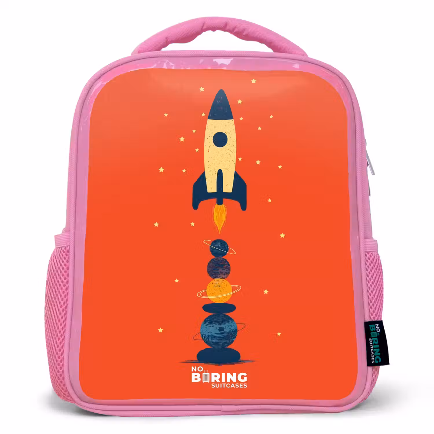 Raket - Sterren - Planeten Kinderrugzak - Roze middel -3d
