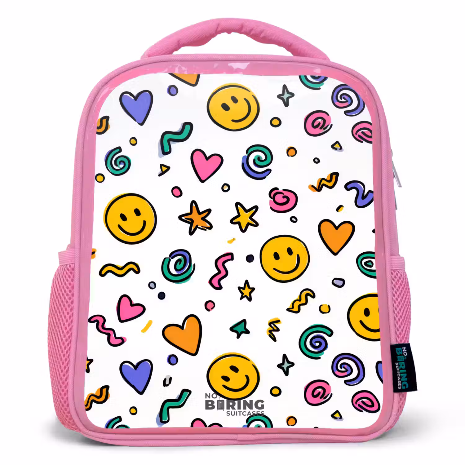 Smiley - Hartje - Ster Kinderrugzak - Roze middel -3d