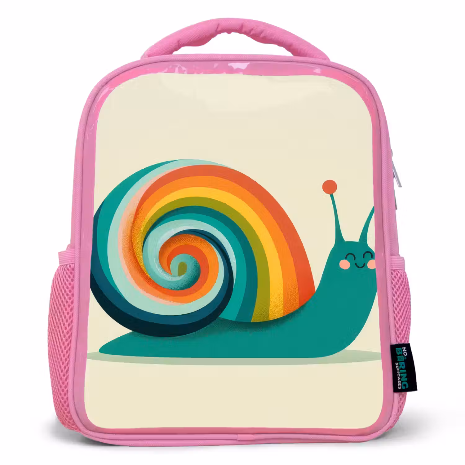 Slak - Regenboogschild - Groen Kinderrugzak - Roze middel -3d