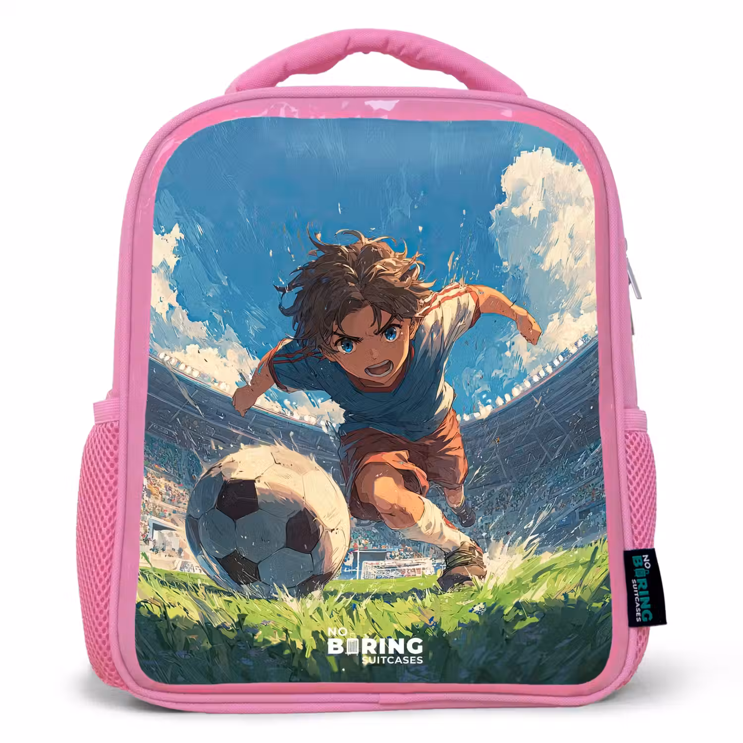 Stadion - Voetbal - Jongen Kinderrugzak - Roze middel -3d