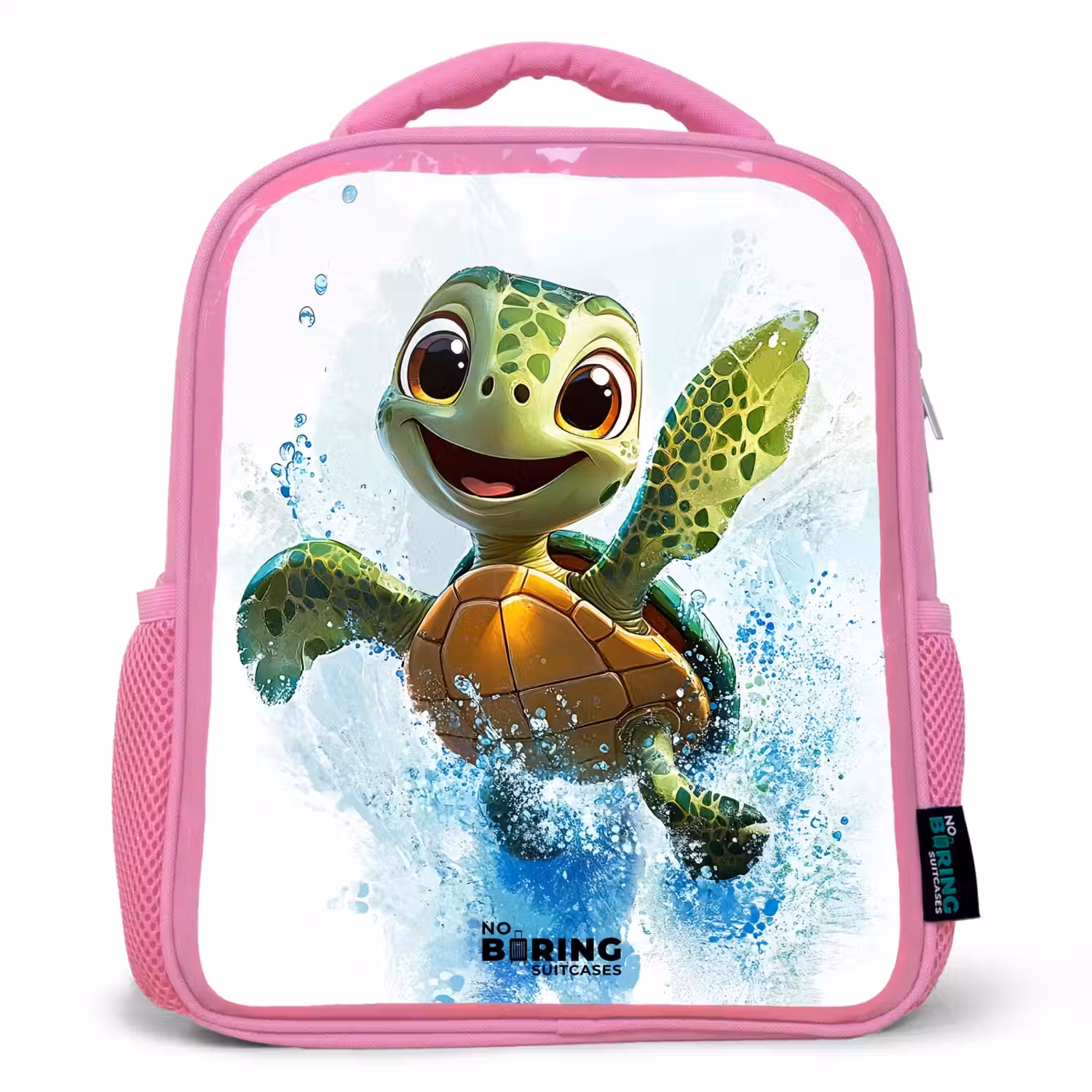 Schildpad - Water - Groen Kinderrugzak - Roze middel -3d