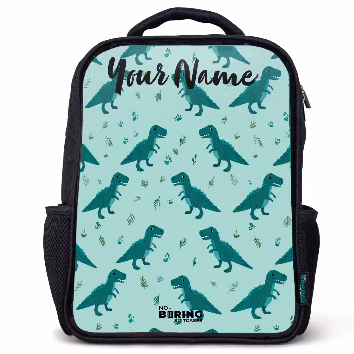 Dinos - Patroon - Groen Rugzak - Zwart middel -3d