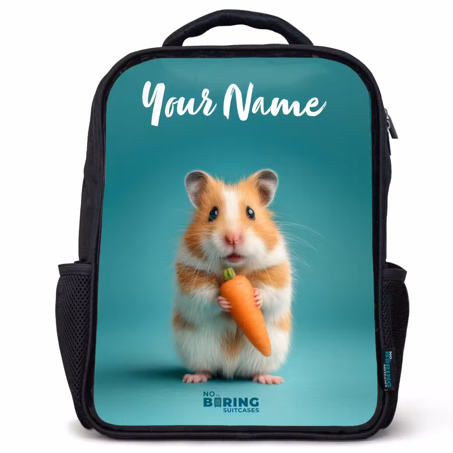 Hamster - Wortel - Dier Rugzak - Zwart middel -3d