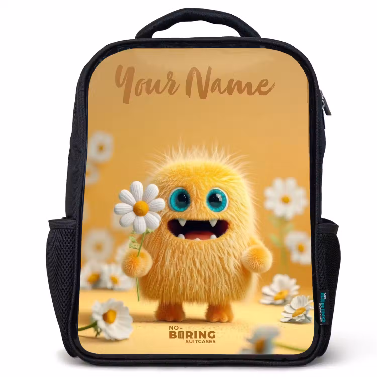 Monster - Wezen - Bloem - Geel Rugzak - Zwart middel -3d