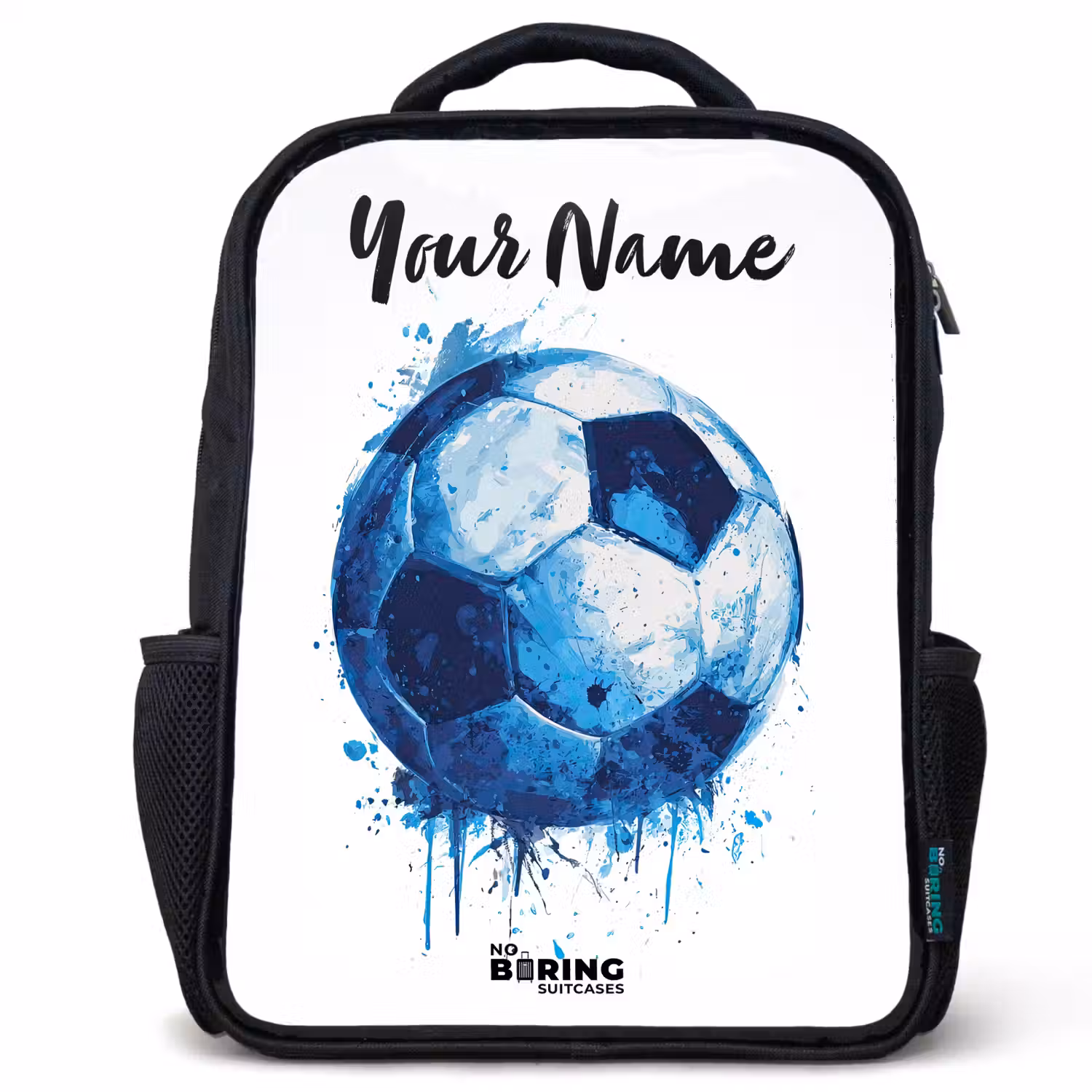 Voetbalvibes - Inktspatten - Blauw Rugzak - Zwart middel -3d