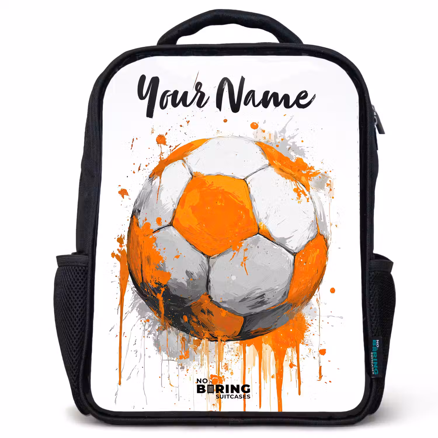 Voetbalvibes - Verf - Oranje Rugzak - Zwart middel -3d