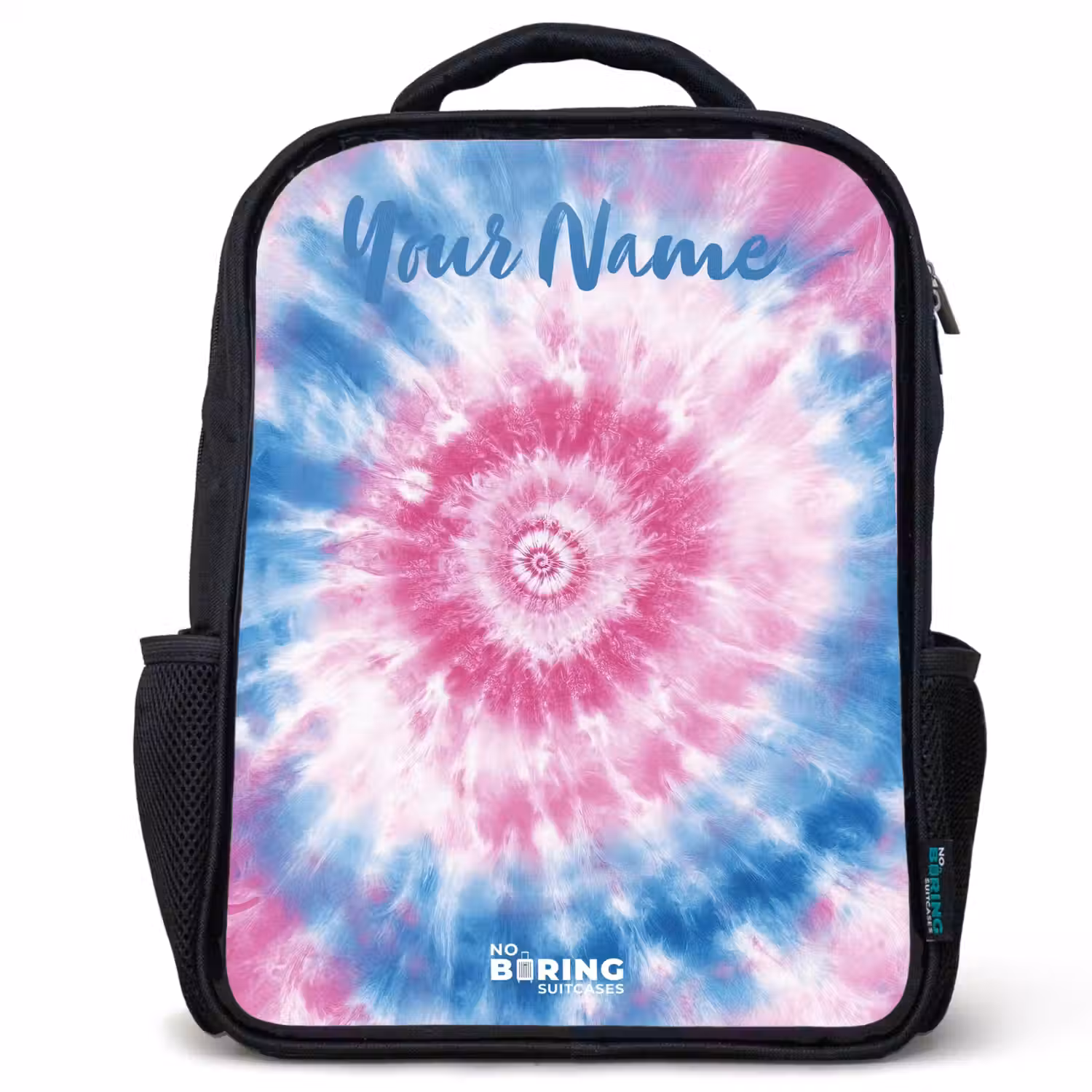 Tie dye - Abstract - Blauw - Roze Rugzak - Zwart middel -3d