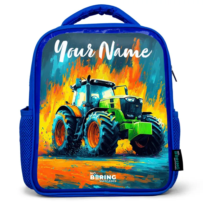 Abstract - Tractor - Groen Kinderrugzak - Blauw middel -3d