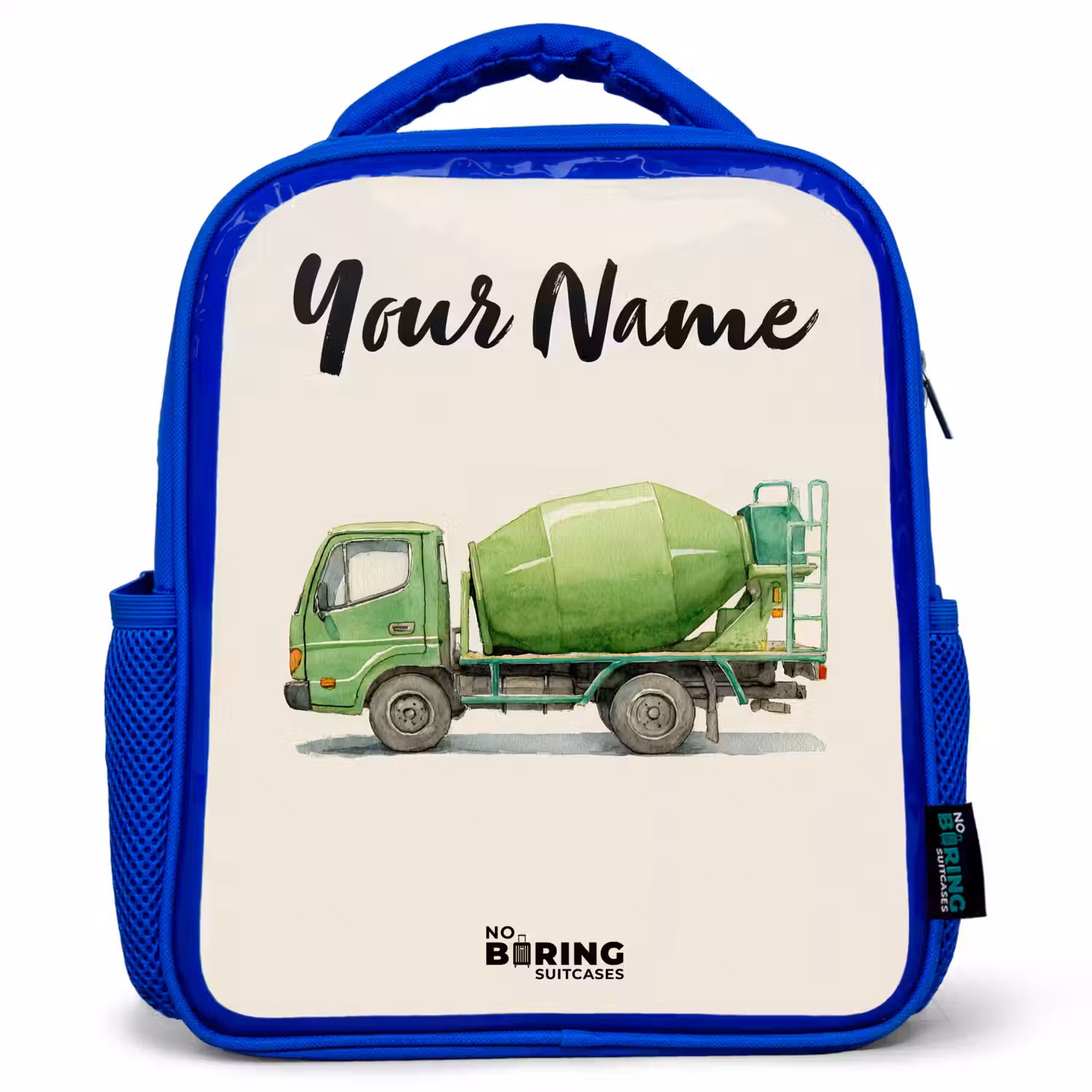Betonmixer - Getekend - Groen Kinderrugzak - Blauw middel -3d