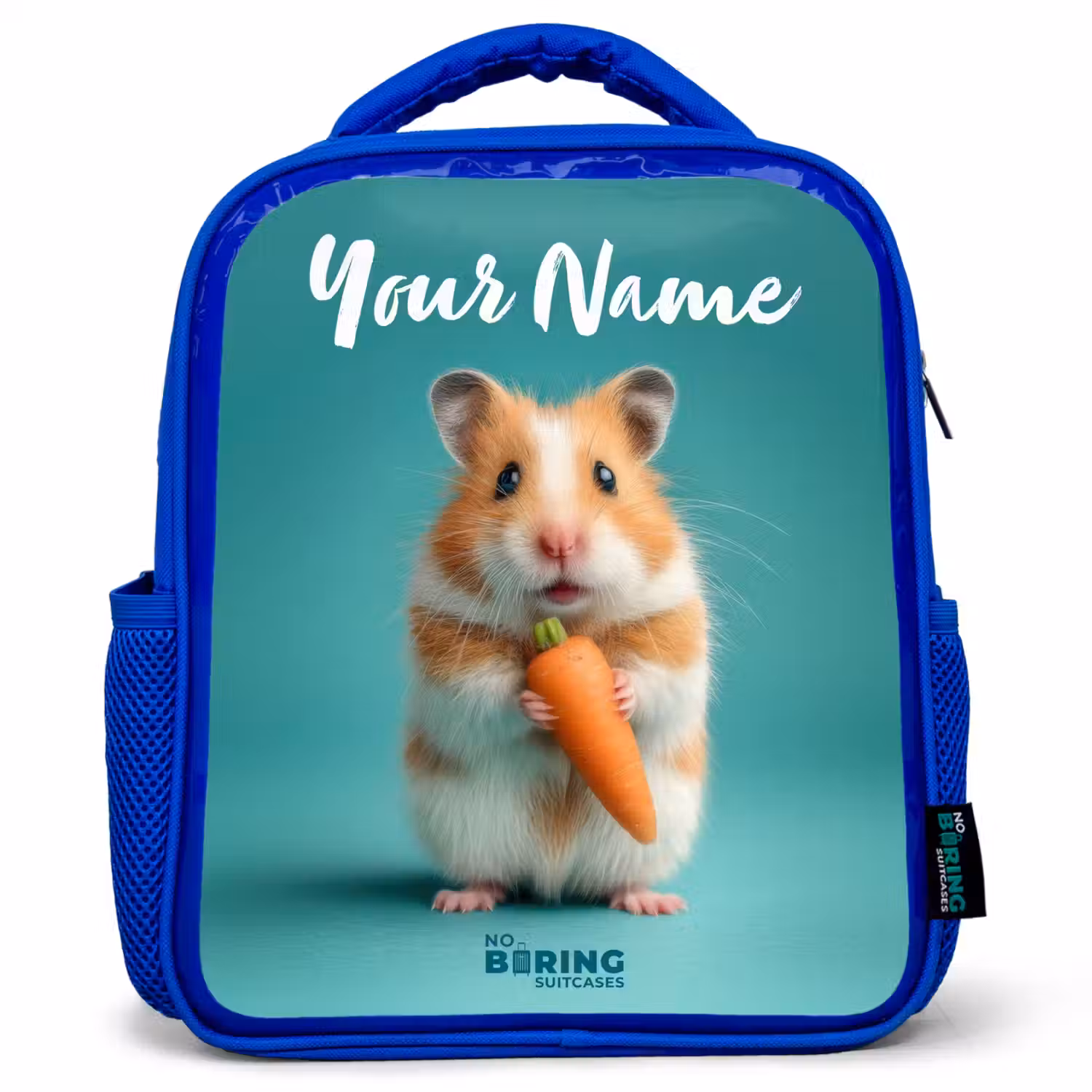 Hamster - Wortel - Dier Kinderrugzak - Blauw middel -3d