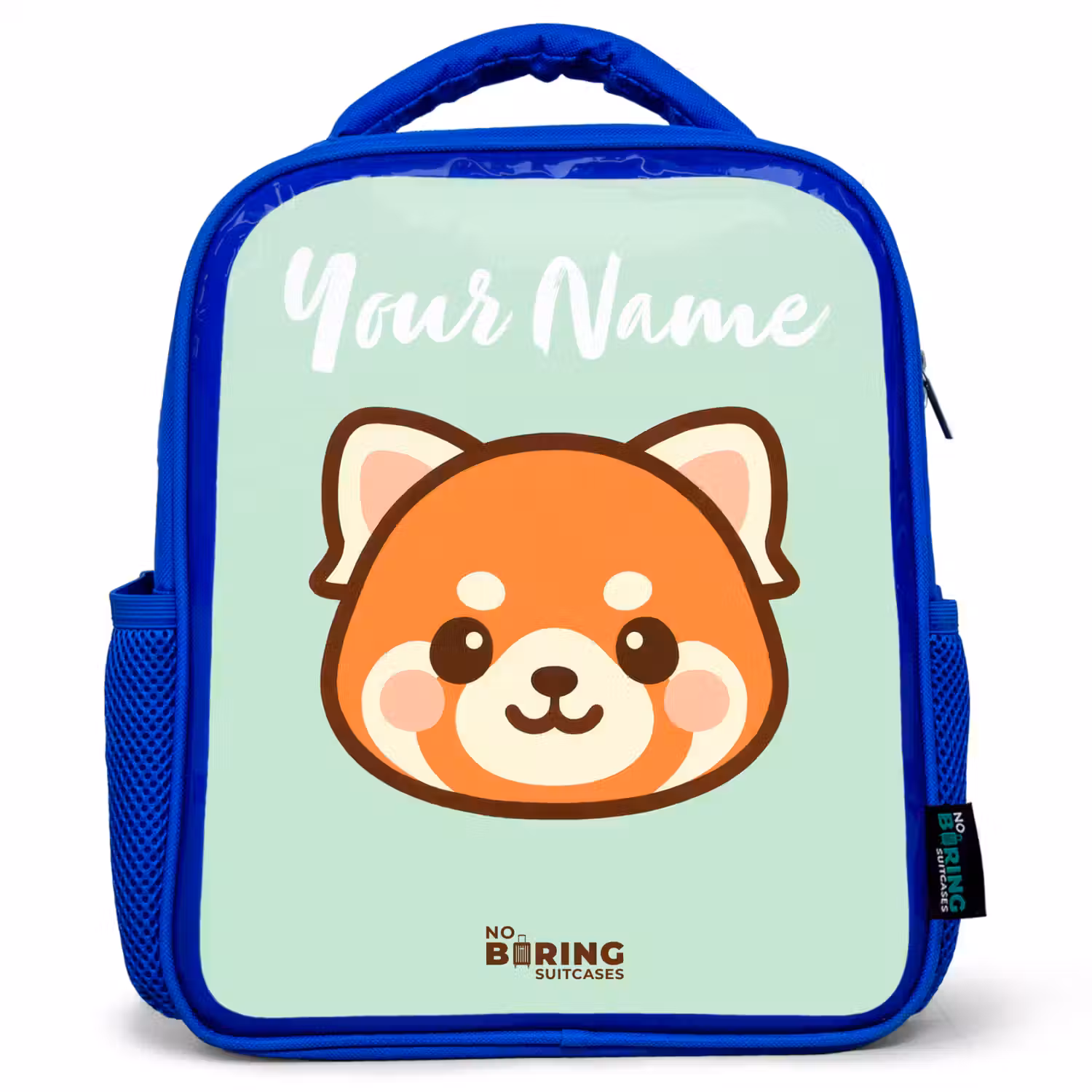 Kawai - Rode panda - Groen Kinderrugzak - Blauw middel -3d